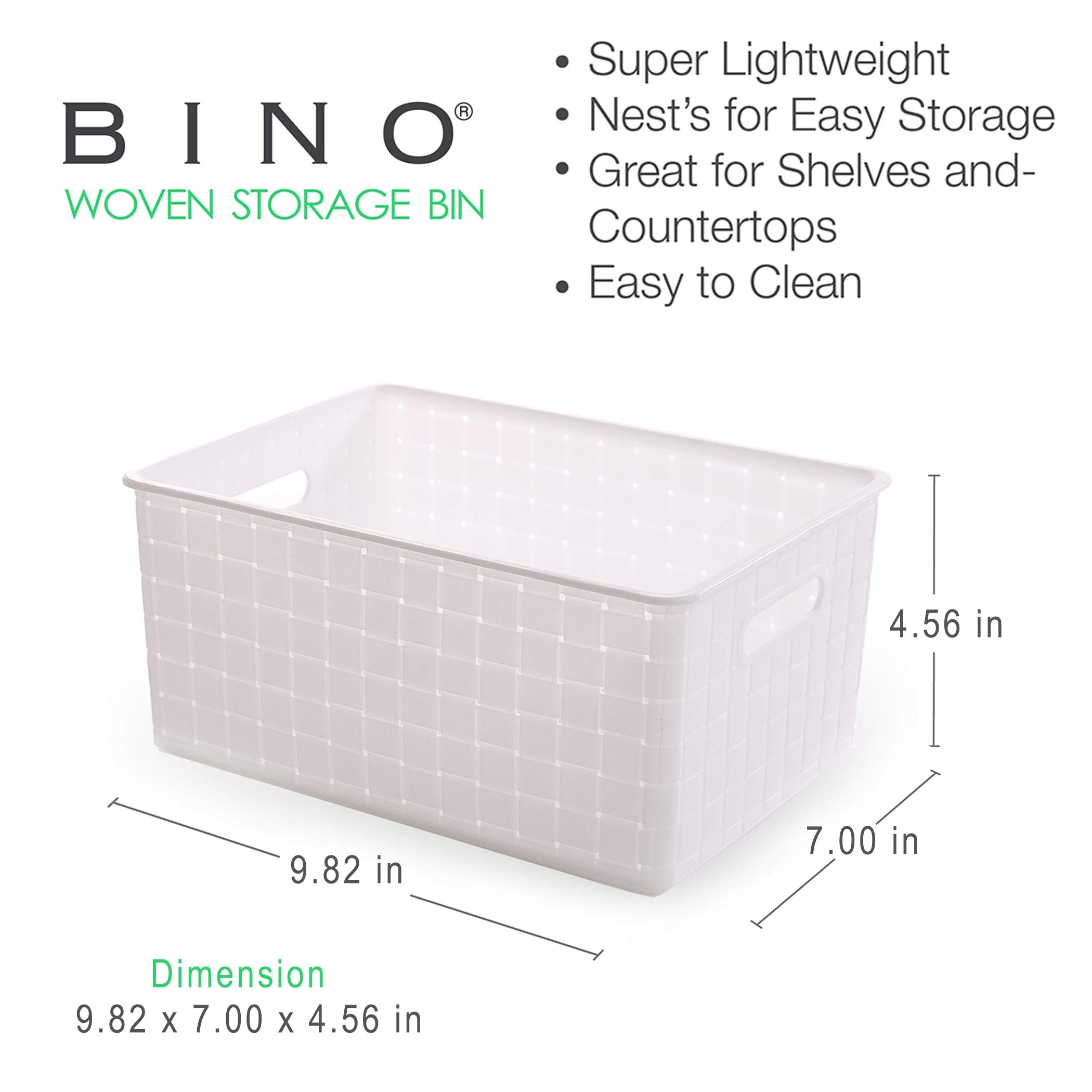 BINO Plastic Basket, Small White, 5 Pack - Rectangular Cabinet Organizer, Multi-Use Storage Basket, Drawer and Cabinet-Friendly, Portable, Durable, Space Efficiency, Stock Management