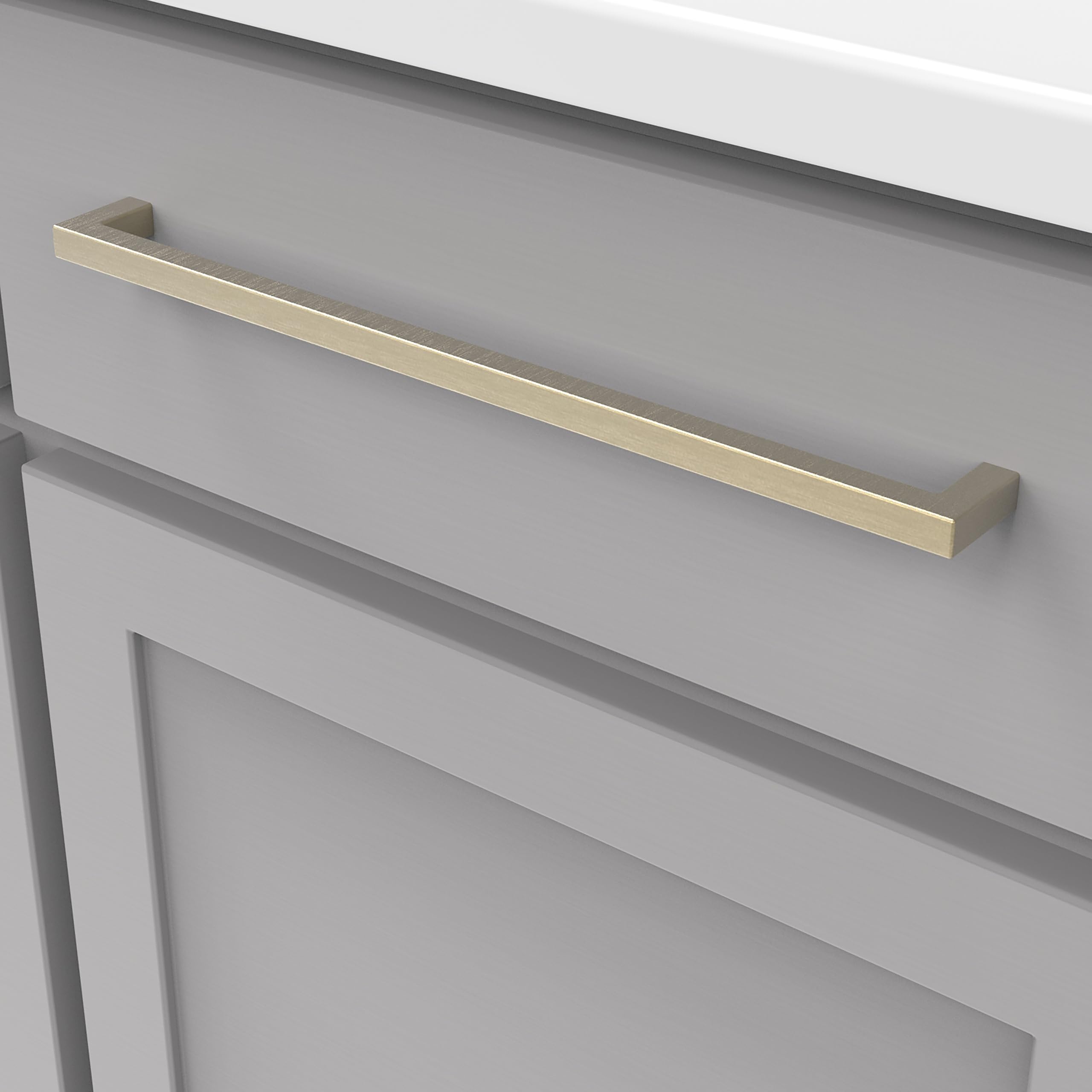 Hickory Hardware Solid Core Kitchen Cabinet Pulls, Luxury Cabinet Handles, Hardware for Doors & Dresser Drawers, 3 Inch Hole Center, Brushed Golden Brass, Skylight Collection (Pack of 1)