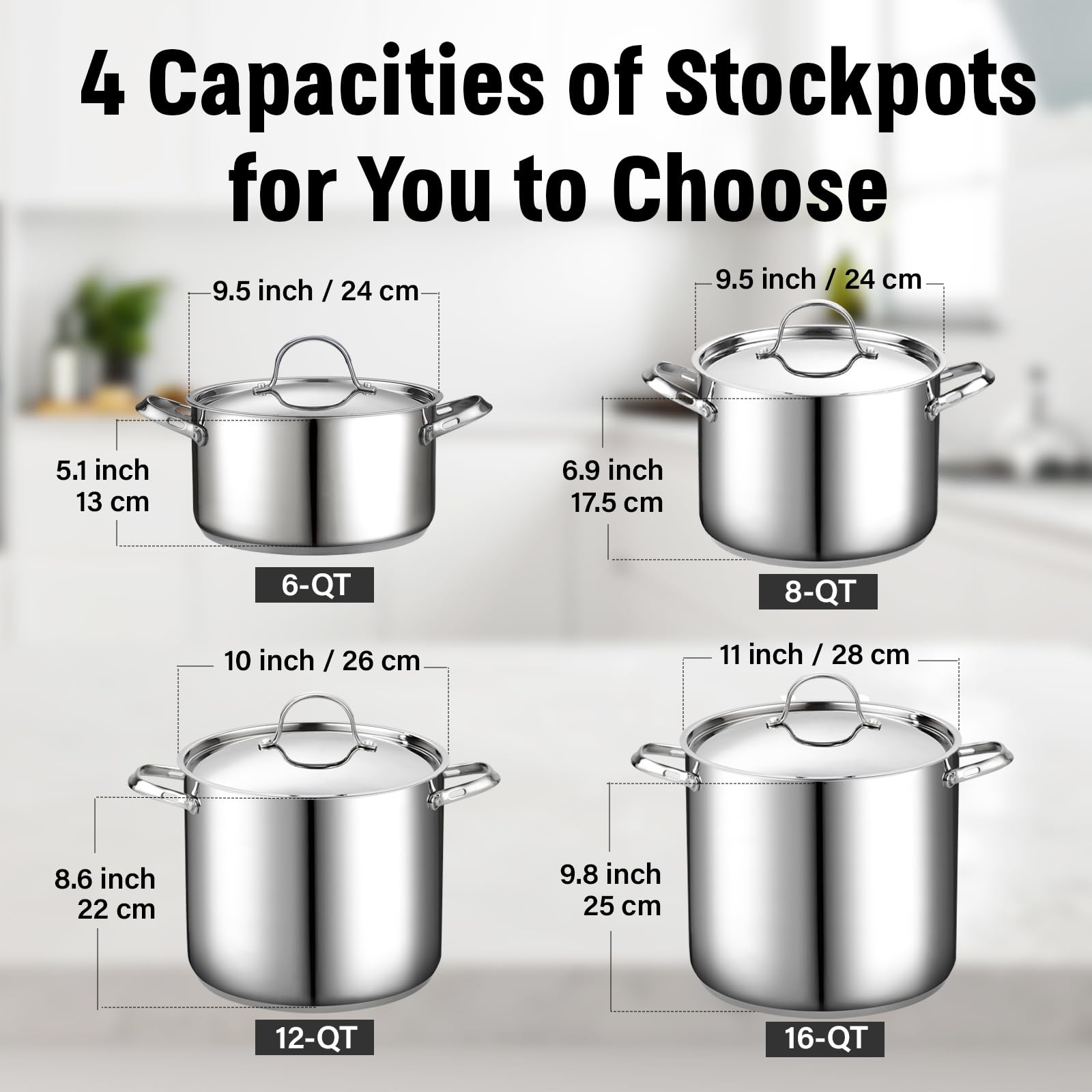 Cooks Standard Classic 6 Quart Stock Pot with Lid, Stainless Steel Dutch Oven