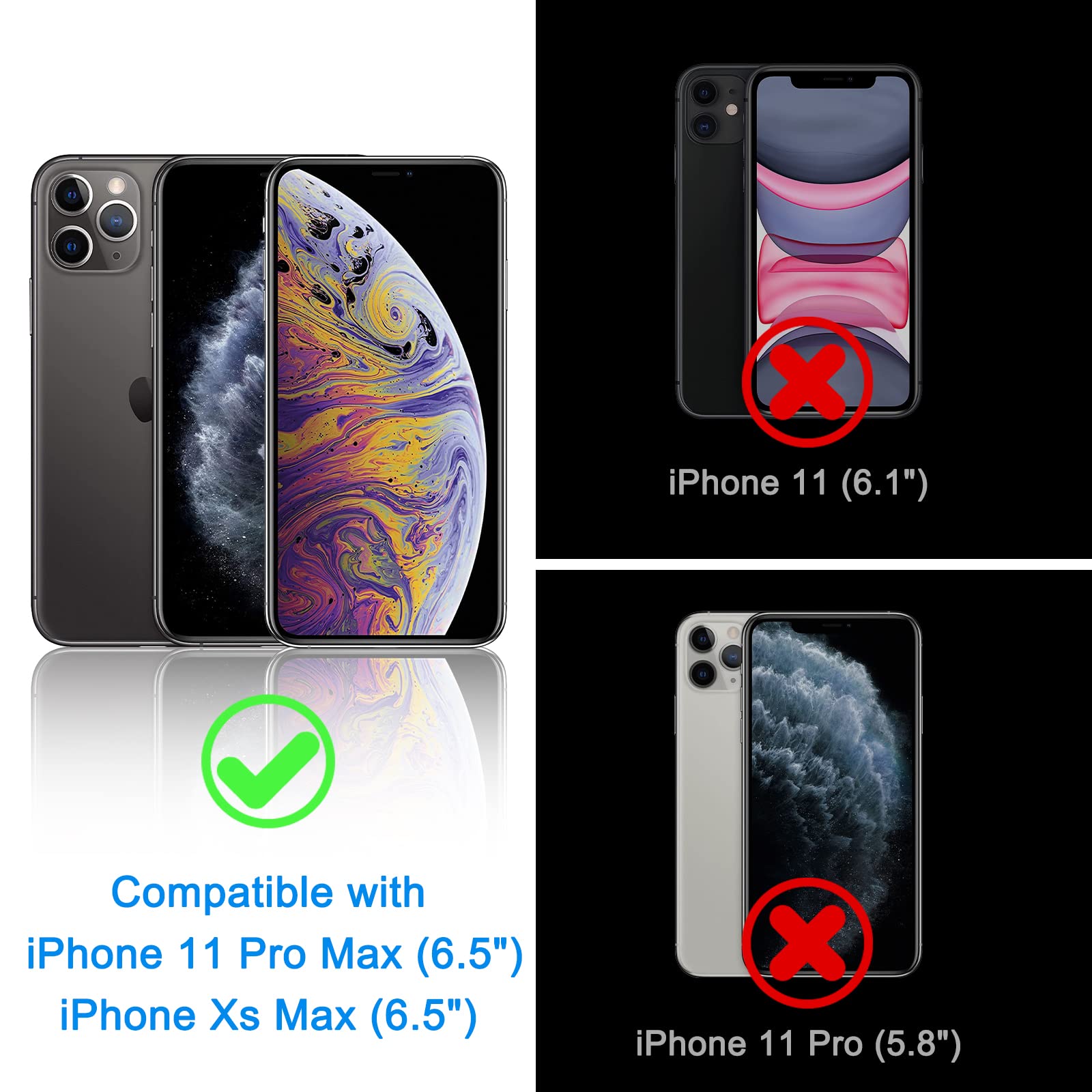 WHPXJY Privacy Screen Protector for iPhone 11 Pro Max & iPhone Xs Max (2 Pack), Tempered Glass Film with 28° Privacy Protection, Anti-Scratch, Easy Installation, Bubble-Free (Not for iPhone 11)