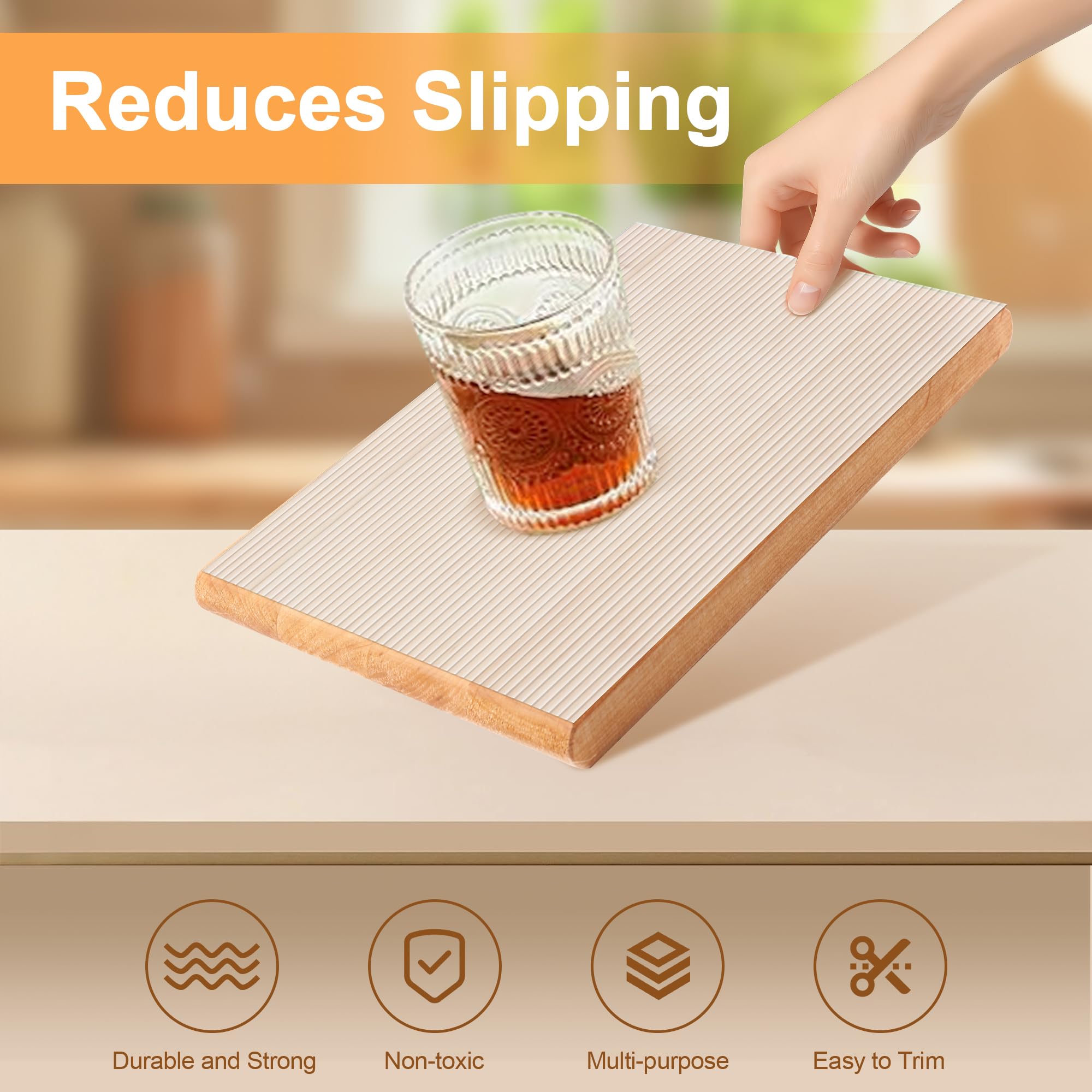 FEXIA Shelf Liner for Kitchen Cabinets Drawer Non Adhesive Non-Slip Liner 12 Inches x 20 FT Waterproof & Oil-Proof Durable Material Fridge Liner for Shelves