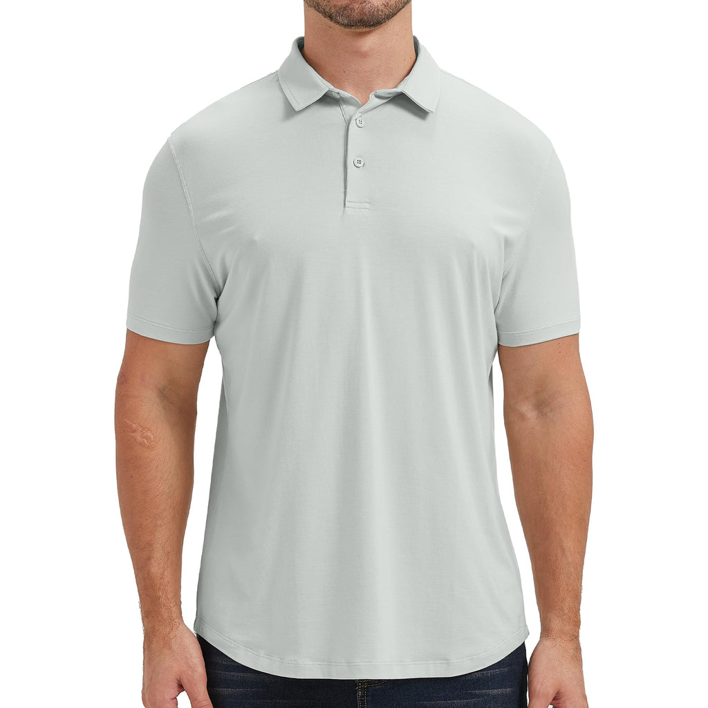 netdraw Mens Lightweight Bamboo Viscose Polo Ultra Soft Curved Hem UPF 50+ Casual Collared Golf Shirt