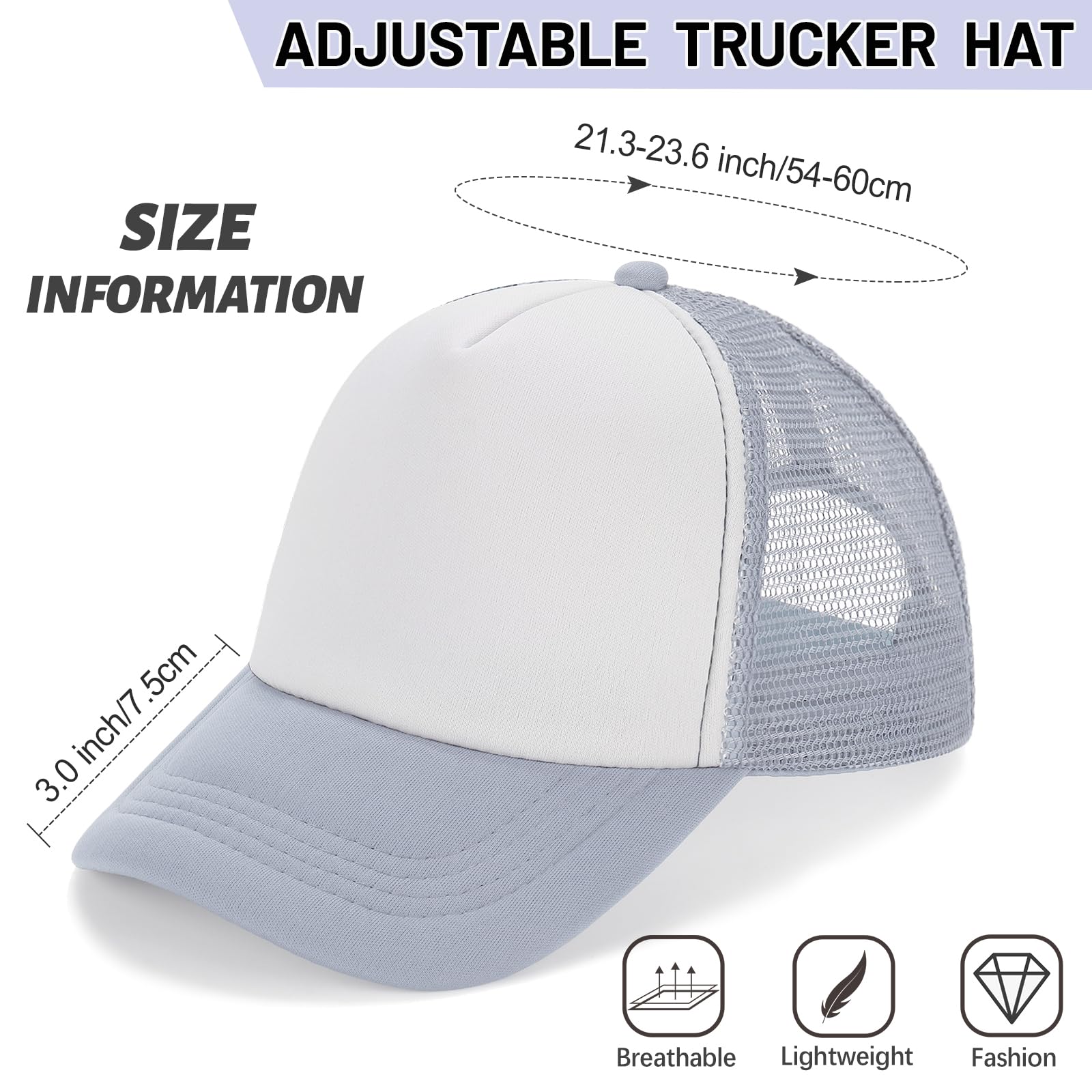 Ultrafun 10 Pack Trucker Hat Mesh Sublimation Blank Hats Adjustable Baseball Caps Hats for Men Women