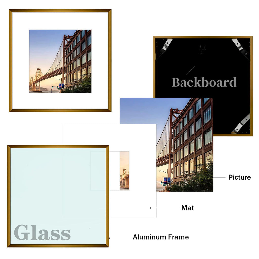 Frametory, 6x8 Aluminum Picture Frame - 6 x 8 Black Frame with Removable Mat for 5 x 7 Photo - 6 by 8 Durable Metal Frame with Real Glass - Sawtooth Hanger for Easy Wall Display - 1 Pack