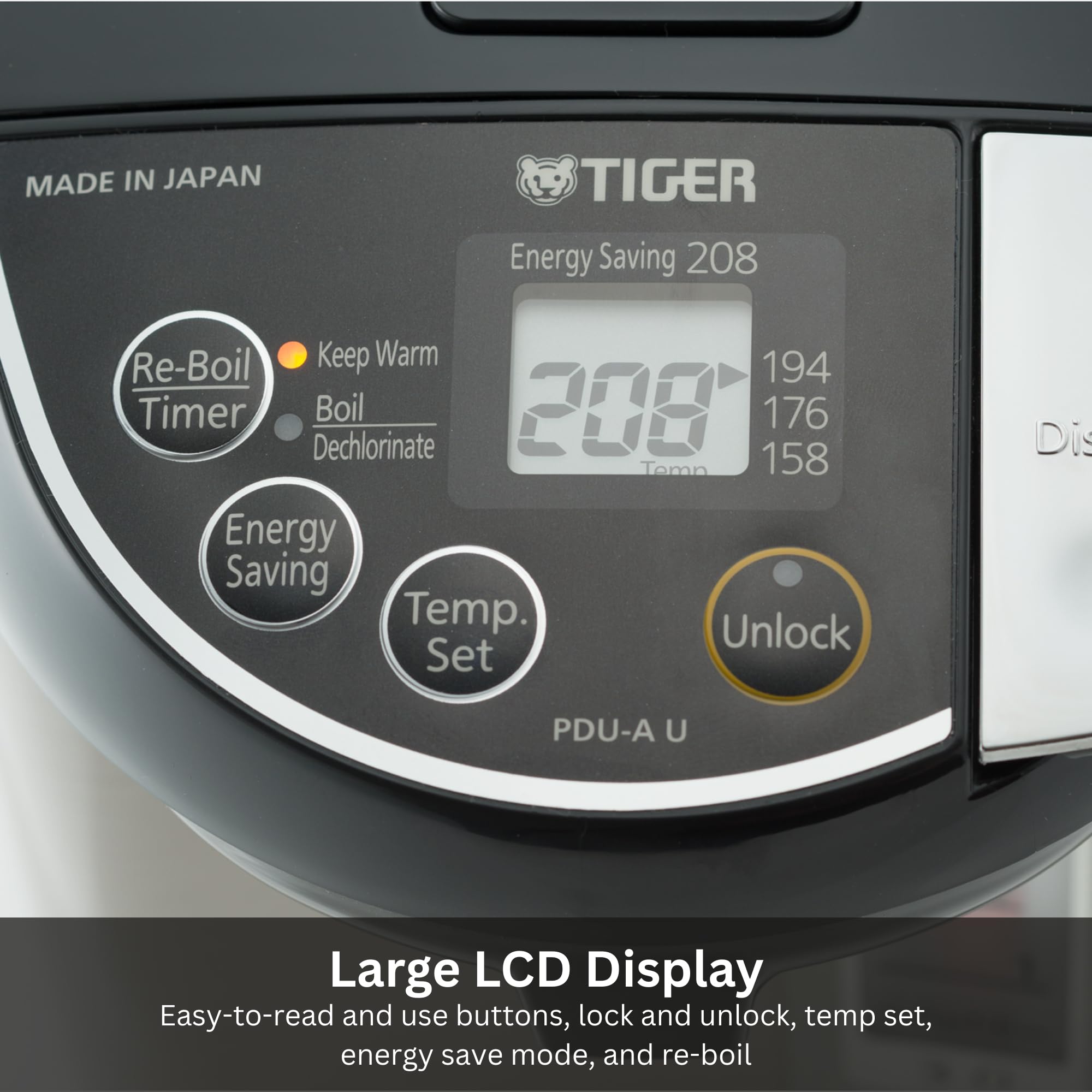 Tiger PDU-A30U-K Electric Hot Water Boiler and Warmer, Stainless Black, 3-Liter