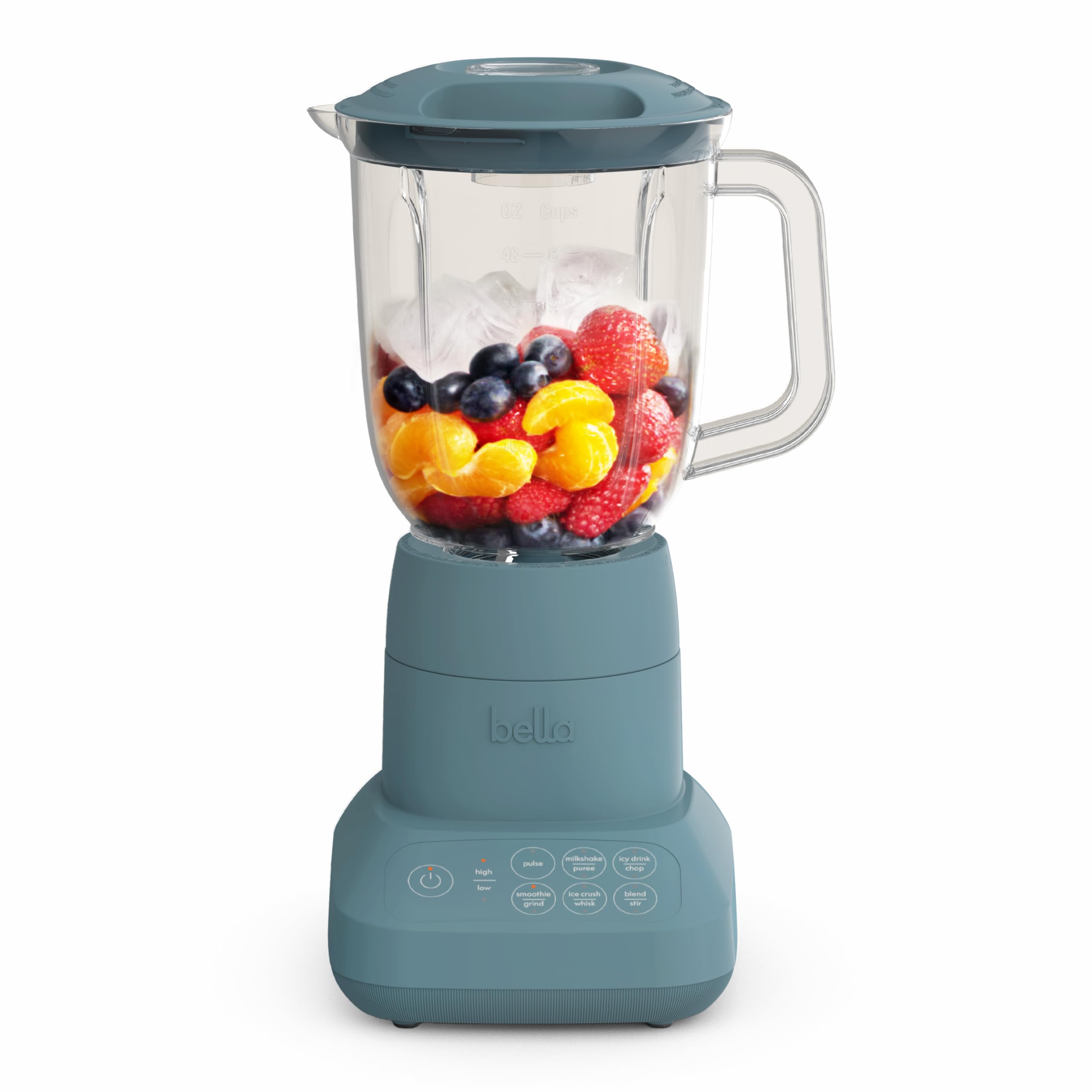 bella 10 Speed Countertop Blender, Juicer & Smoothie Maker, Fits-anywhere™ Kitchenware, Slim Flip & Store Design, Dishwasher Safe 48oz Capacity Pitcher & Lid, Stainless Steel Blade, 450 Watt, Blossom