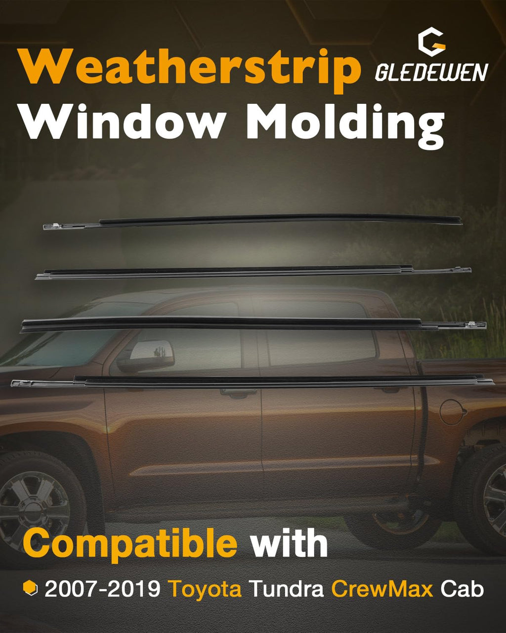 Window Trim Seal, Compatible with 1996-2002 Toyota 4Runner 4-Door, Window Molding Weather Stripping Belt Set, 68161-35010, 68162-35010, 68163-35010, 68164-35010, Door Weatherstrip Rubber Moulding 4PCS