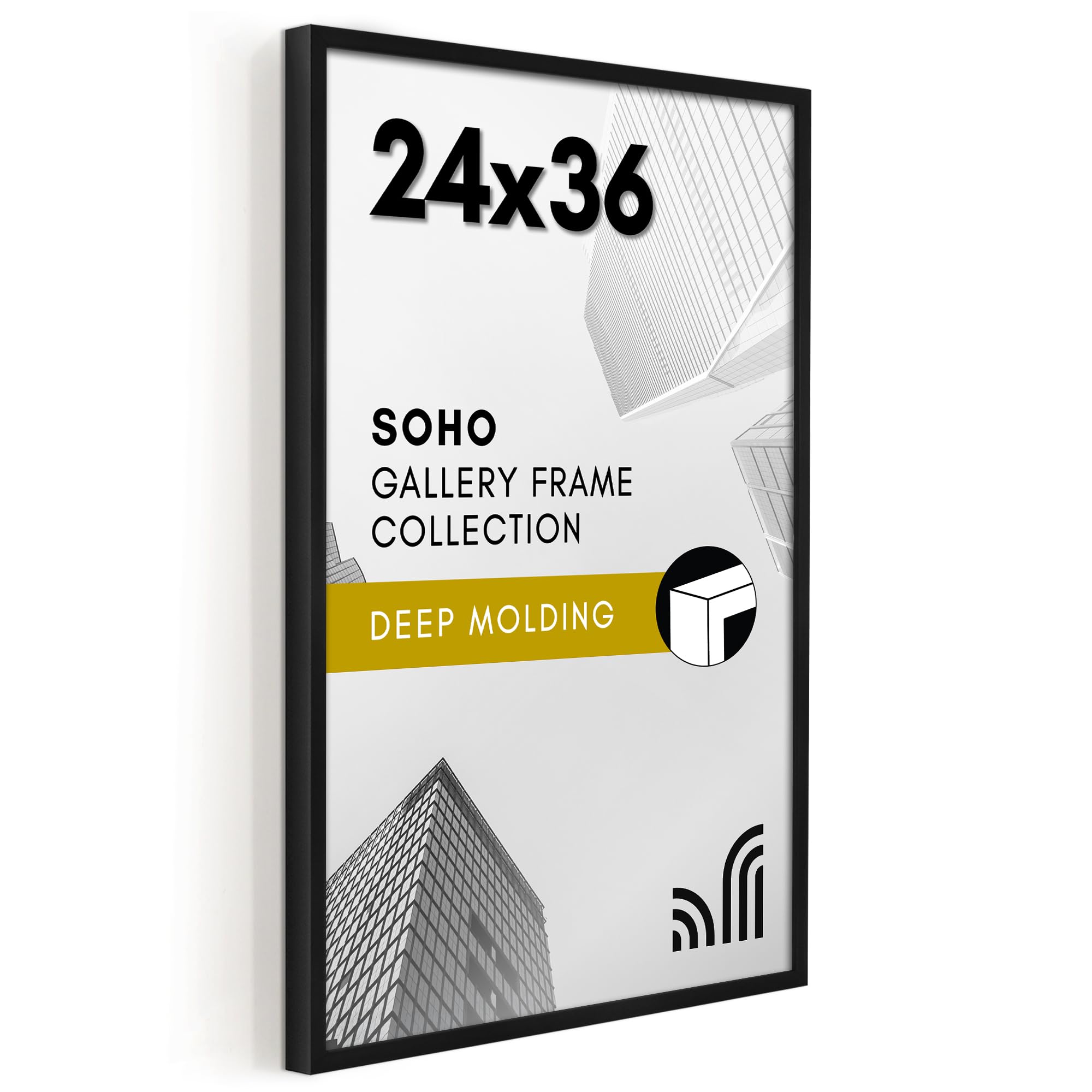 Americanflat 5x7 Picture Frame with Shatter-Resistant Glass - Soho Collection - Gallery Style Deep Molding Picture Frames for Tabletop and Wall Display - Black