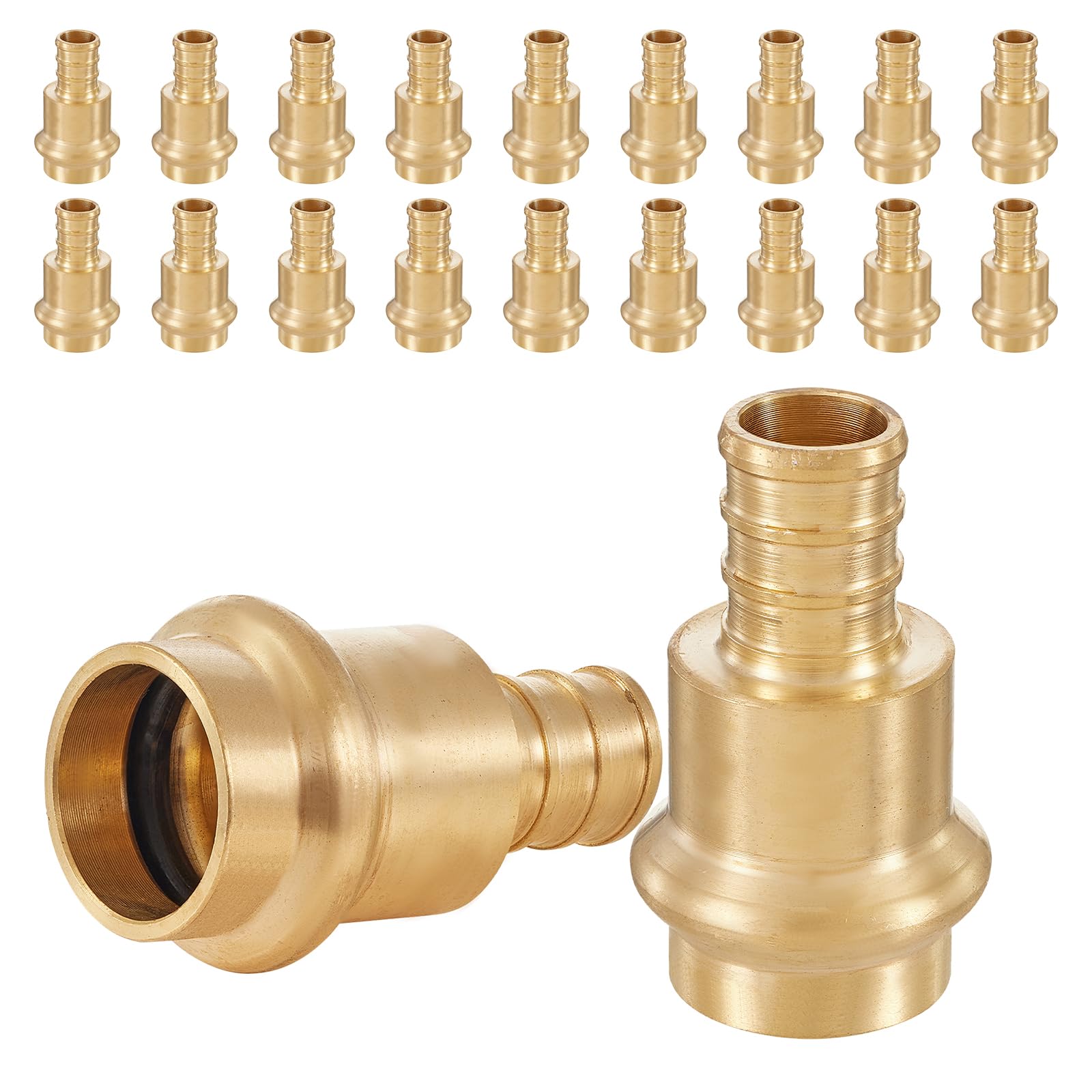 (Pack of 2) EFIELD 1" Copper Press X 1" PEX Crimp Coupling Brass Adapters For Copper and Pex Pipe Connection,(PEX1807388-2PCS)