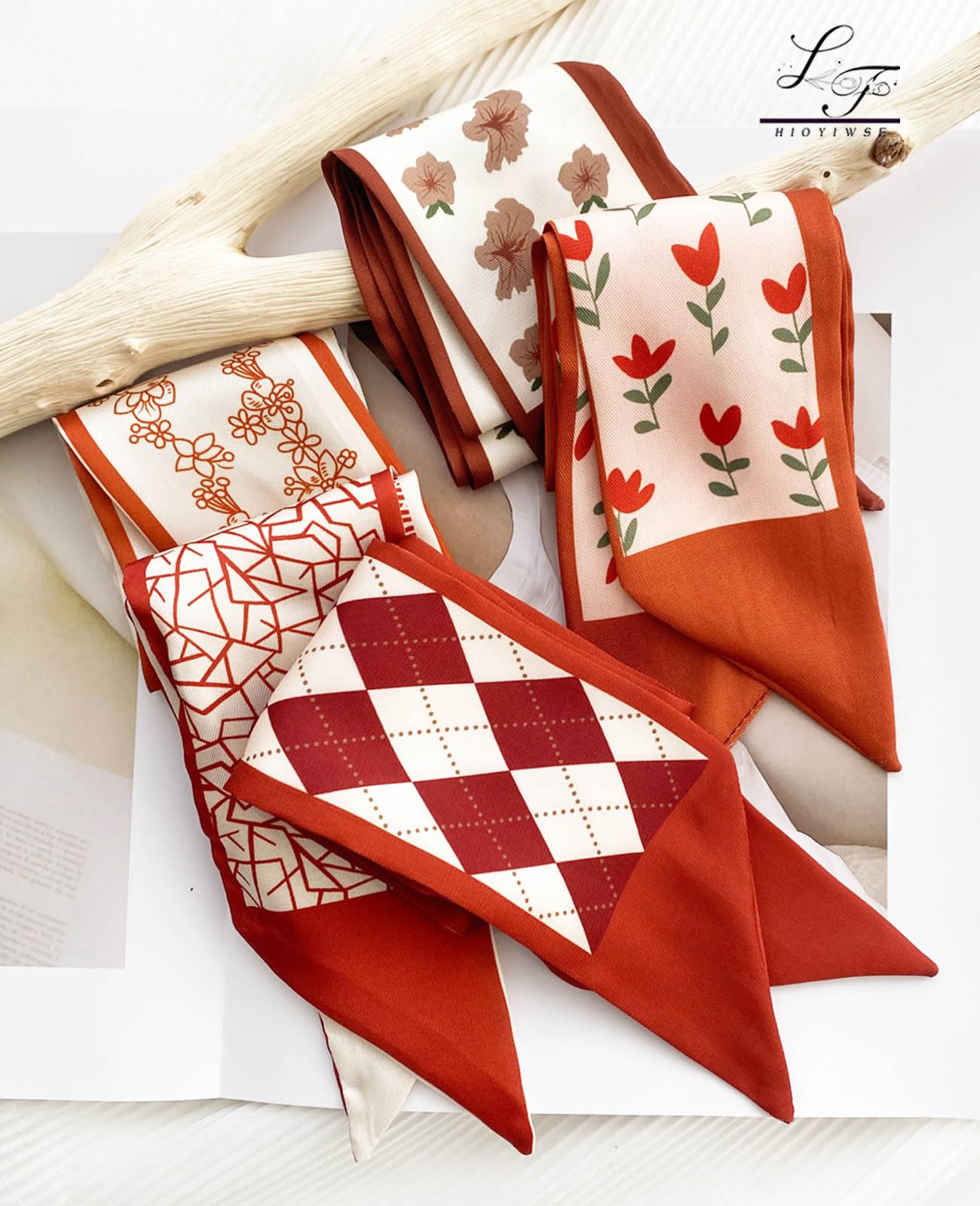 Hioyiwse Purse Scarf Handbags For Women Skinny Hair Neck Accessories Scarves With Bag Scarfs Handle Fashion Lightweight