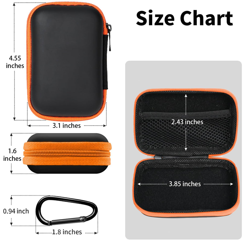 2Pack Oval Earbud Case Portable EVA Carrying Case Storage Bag Cell Phone Accessories Organizer with Carabiner for Earphone, Earbud, Earpieces, SD Memory Card, Camera Chips, Black/Purple