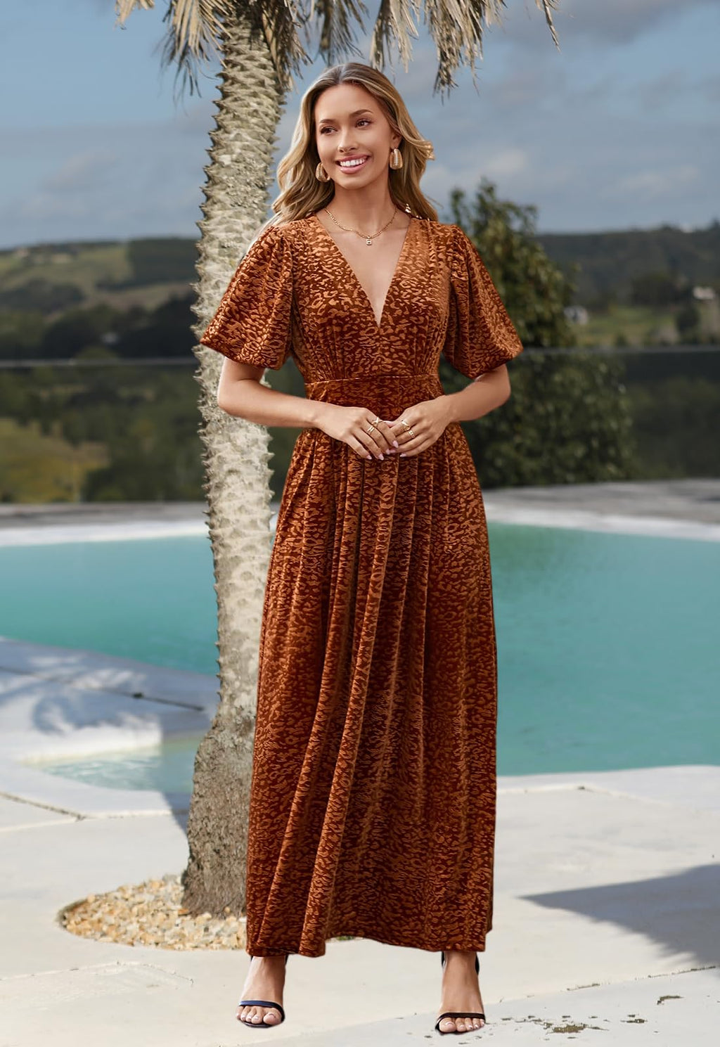 Sissyaki Women's Velvet Formal Dresses for Wedding Guest 2025 Fall Winter Dress