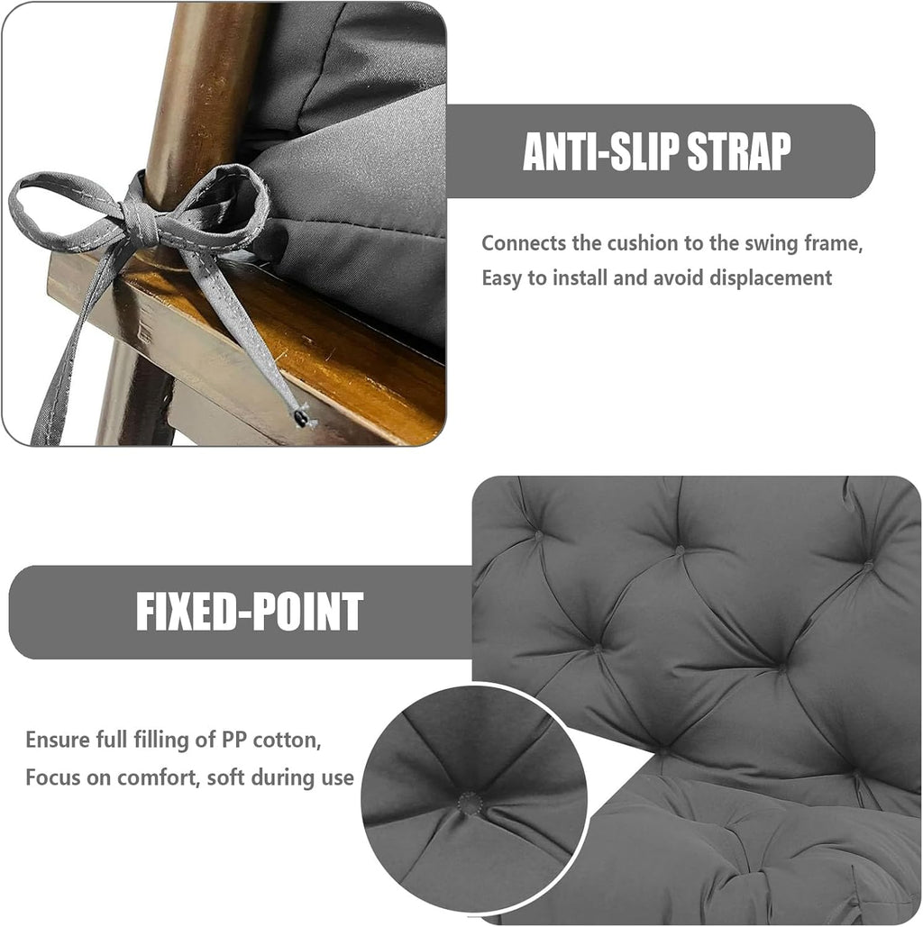 Porch Swing Cushions +Towel, 5" Thick Waterproof Swing Cushions for Outdoor Furniture,3 Seat Swing Cushion Replacement for Patio Swing,Outdoor Swing,Garden Bench