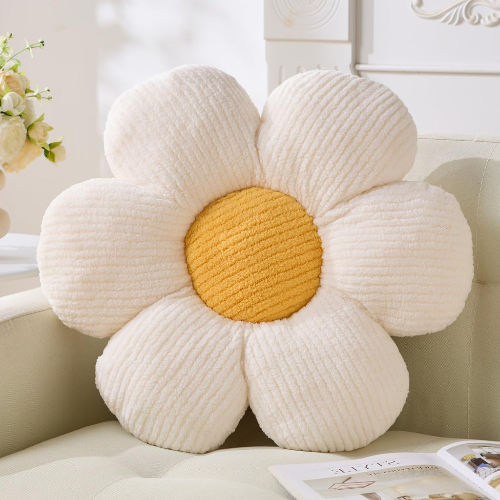 Flower Pillow, Blue Throw Pillows Cute Daisy Decorative Pillow Cushion Seating Home Decorative for Bed, Sofa, Couch