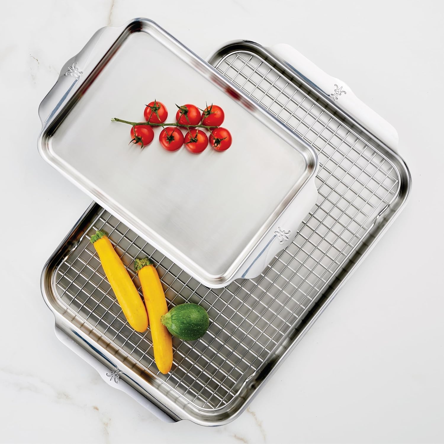 Hestan Provisions OvenBond – 3-Piece Tri-ply Baking Sheet Set Professional Stainless Steel Bakeware, Half & Quarter Sheets & Rack