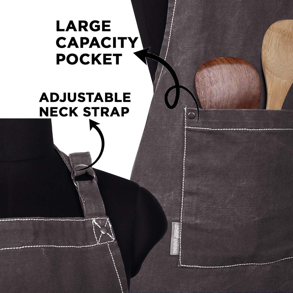 AMOUR INFINI Cotton Aprons for Women with Pocket, Adjustable Strap & Waist Ties - Washable Aprons for Baking, Cooking, Gardening (27.5 x 33 Inches - Blooming Floral)