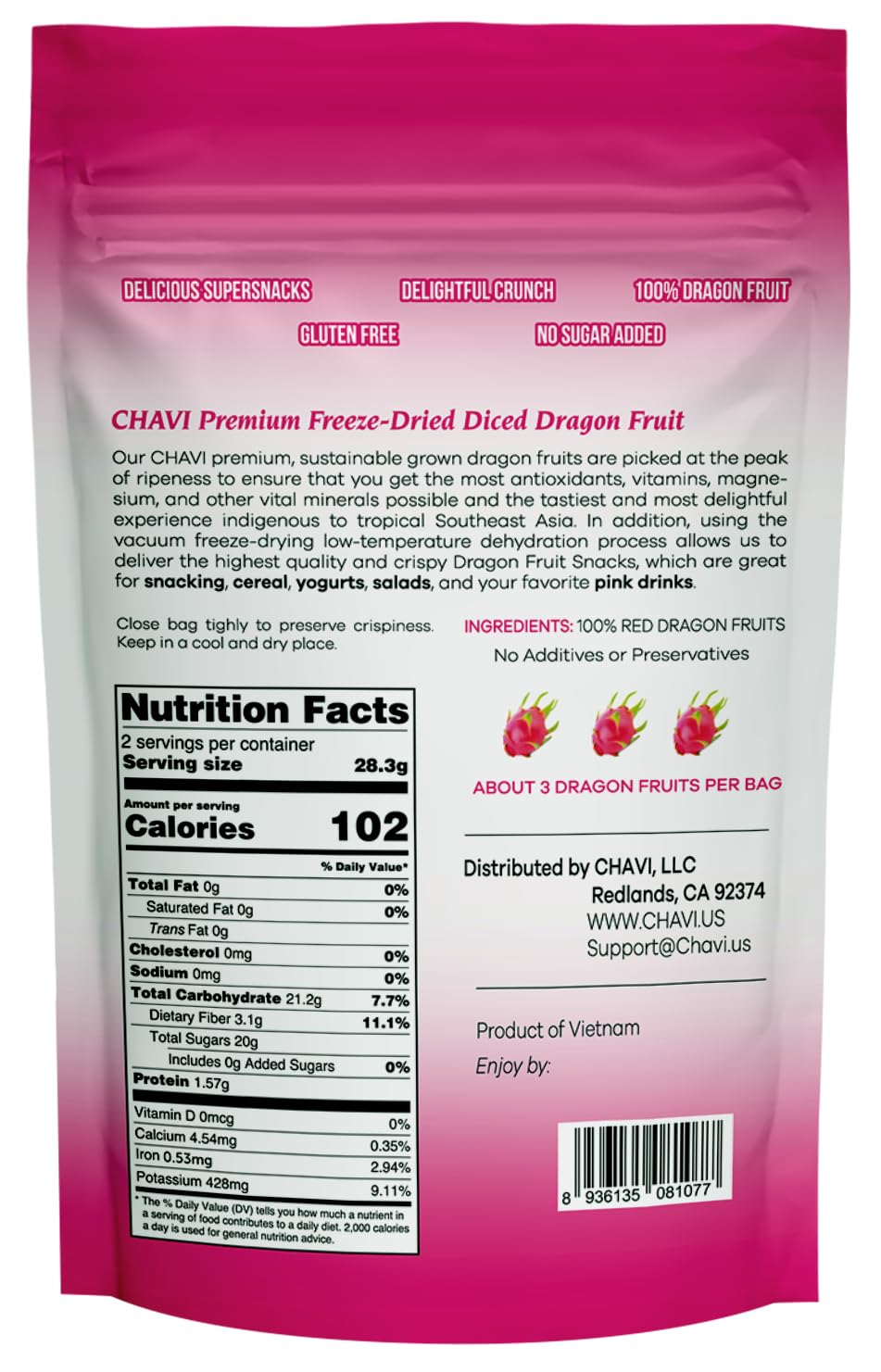 CHAVI Freeze Dried Fruits - Mixed | 6 in 1 | No Added Sugars or Preservatives - Non-GMO, Vegan, Gluten-Free | Gift Box | 230 g | 8.1 oz | 6 Cans