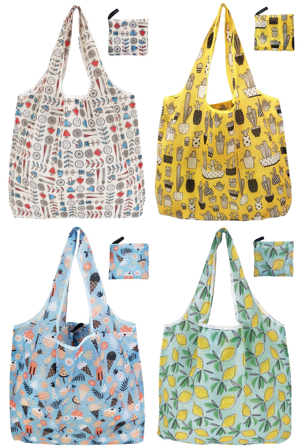 Bolsas de compras reutilizables para comestibles, paquete de 4 de 50 libras bolsas plegables grandes y lavables para mercado, compactas para un fácil almacenamiento, bolsas de tela ligeras y