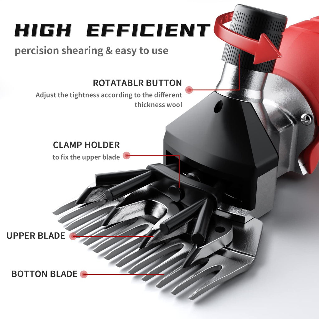 2026 Upgraded Sheep Shears 500W, Professional Electric Sheep Clippers, Farm Livestock Grooming Kit, 6 Speed Heavy Duty Electric Shears for Sheep Alpacas Goats Thick Coat Animals