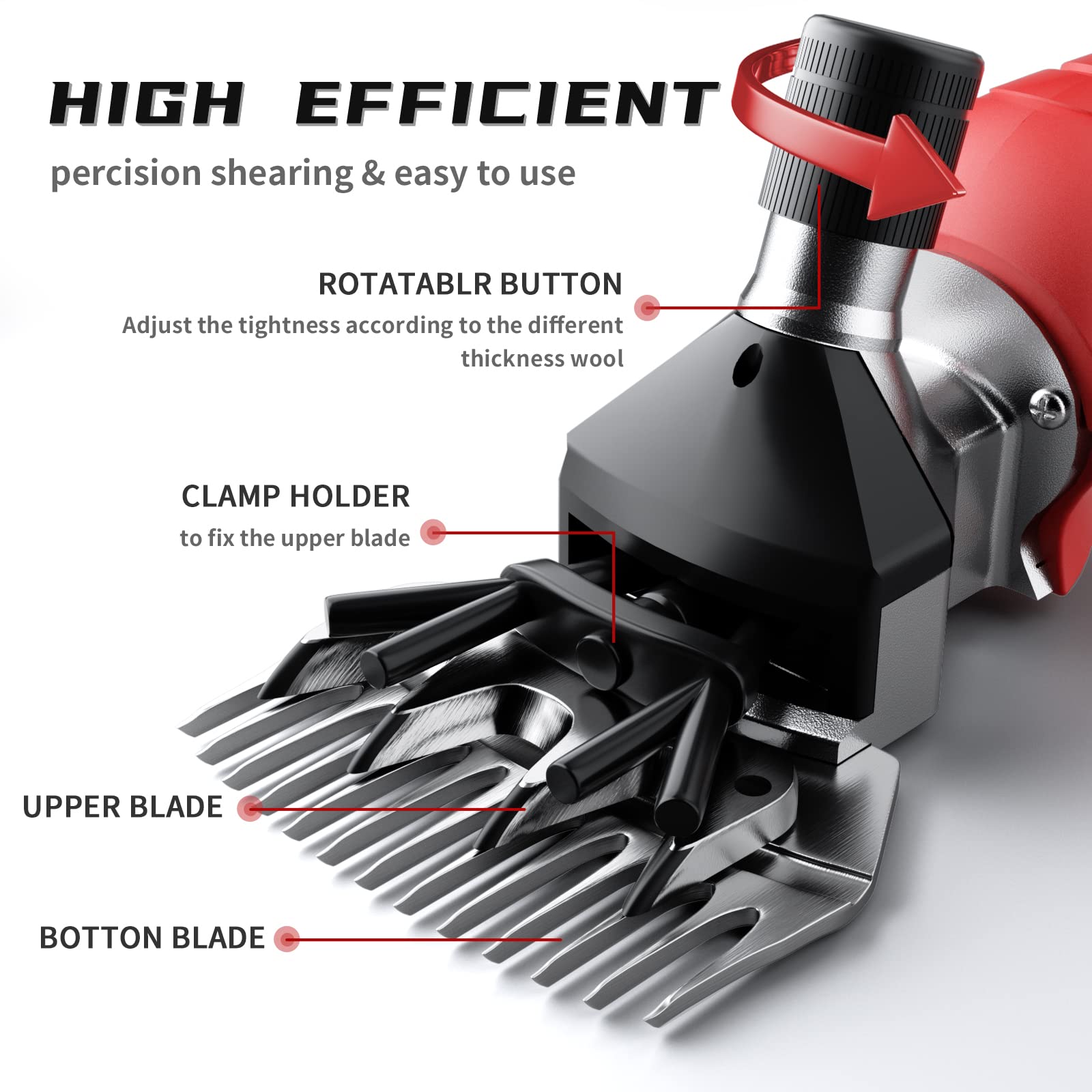 2026 Upgraded Sheep Shears 500W, Professional Electric Sheep Clippers, Farm Livestock Grooming Kit, 6 Speed Heavy Duty Electric Shears for Sheep Alpacas Goats Thick Coat Animals