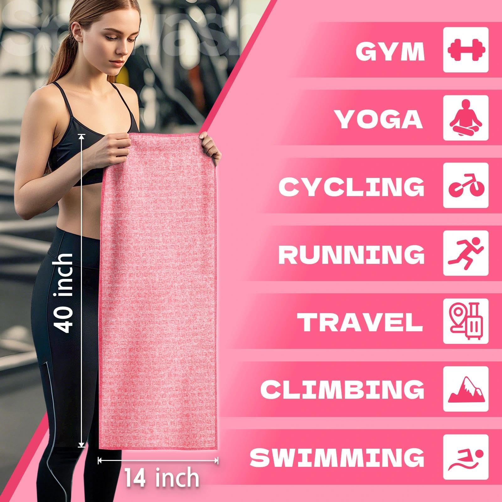 Microfiber Gym Towels for Showering Working Out Quick Dry Negative ions Large Middle Small Sizes Lightweight Gym Towel for Men Women Tennis Sports Towels for Body Hot Yoga Fitness Essentials