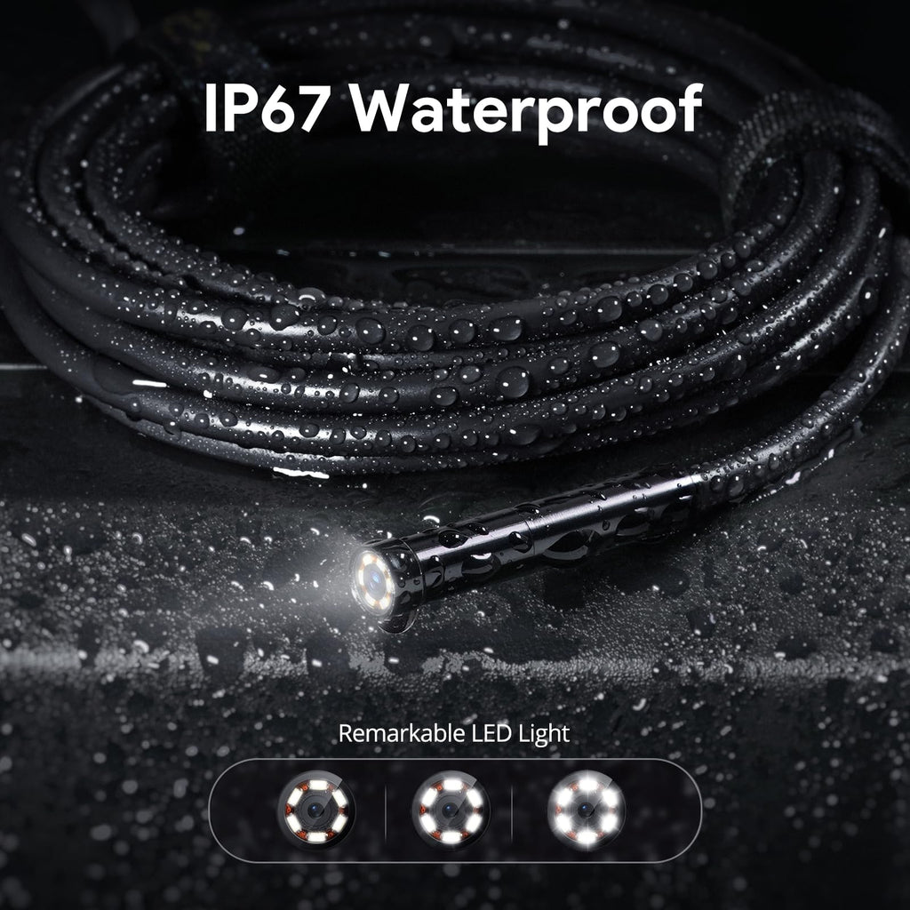 50FT Triple Lens Sewer Camera, DEPSTECH Borescope with 5" IPS Screen, 1080P Endoscope with Light, Flexible Snake Inspection for Wall, Plumbing, Automotive Engine Inspect