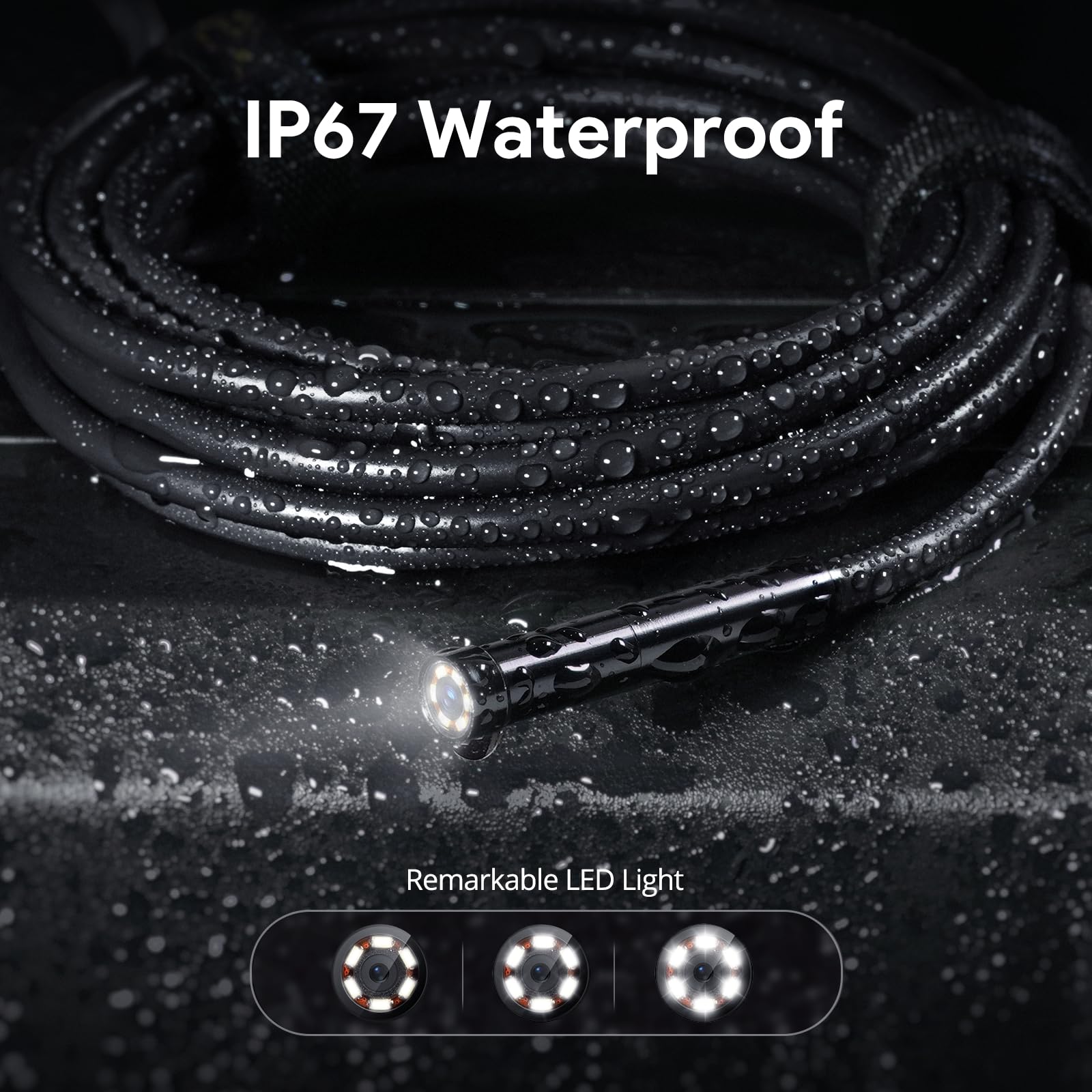 50FT Triple Lens Sewer Camera, DEPSTECH Borescope with 5" IPS Screen, 1080P Endoscope with Light, Flexible Snake Inspection for Wall, Plumbing, Automotive Engine Inspect