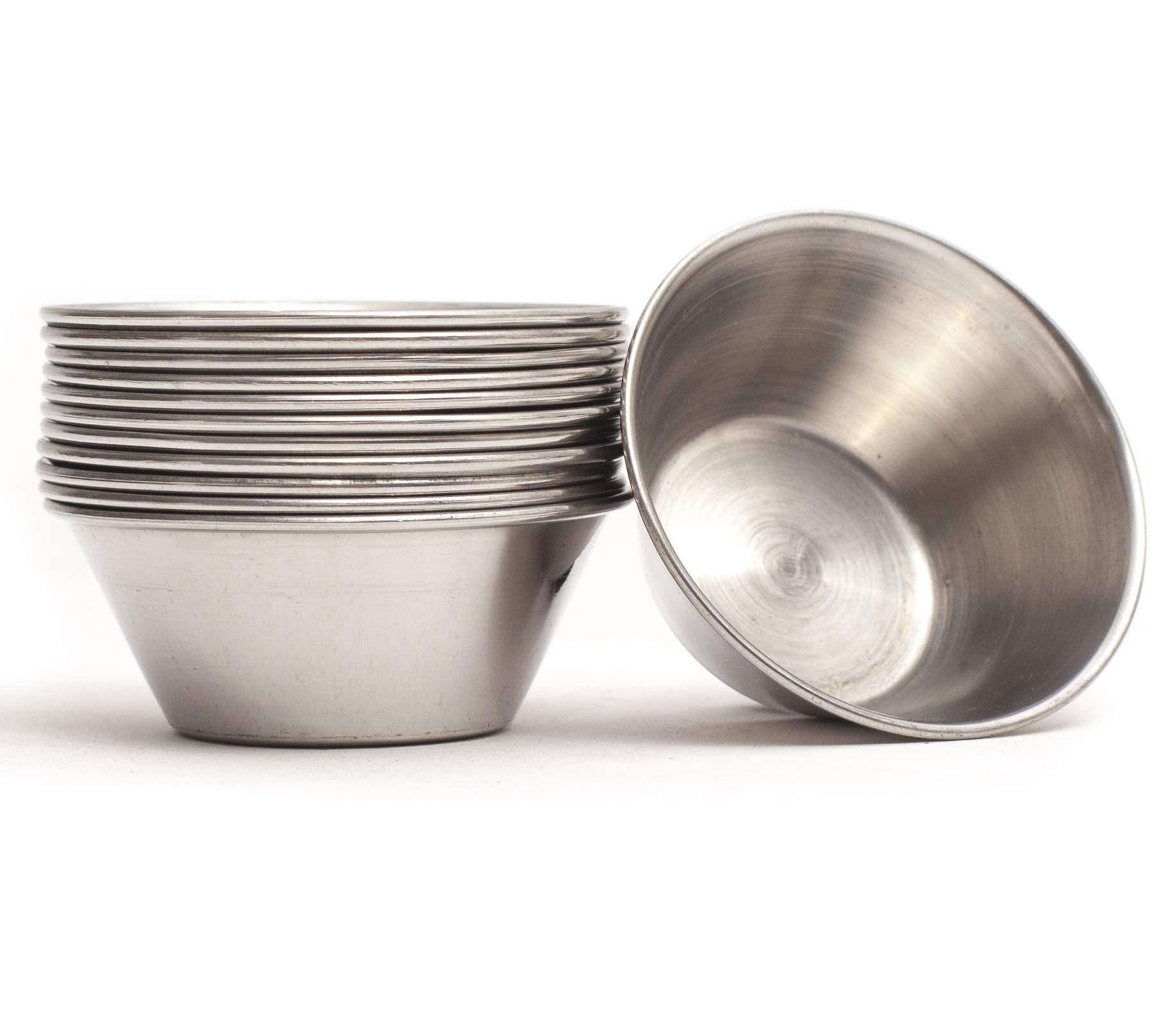 Ramekins Stainless Steel Condiment Sauce Cups, Metal Ramekins, Commercial Grade, Multifunctional, Ideal for All Hot and Cold Sauces, Individual Portion Cups (12, 1.5 oz)