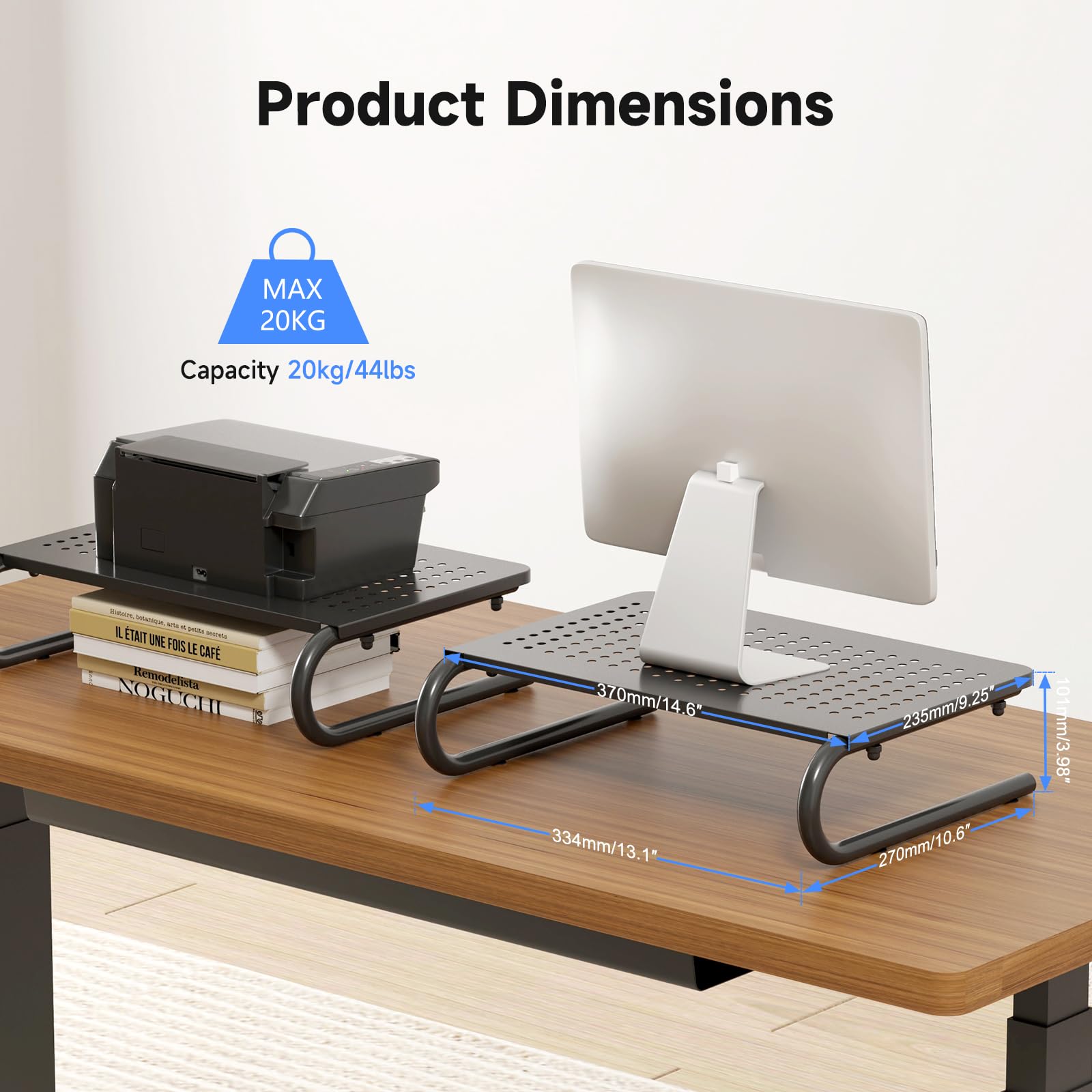 suptek Clamp-on 32 Inch Dual Monitor Desk Mount Riser Shelf Computer Stands for 2 Monitor,Laptop,Printer, Notebook,32.2” x 7.8” x 5.7”
