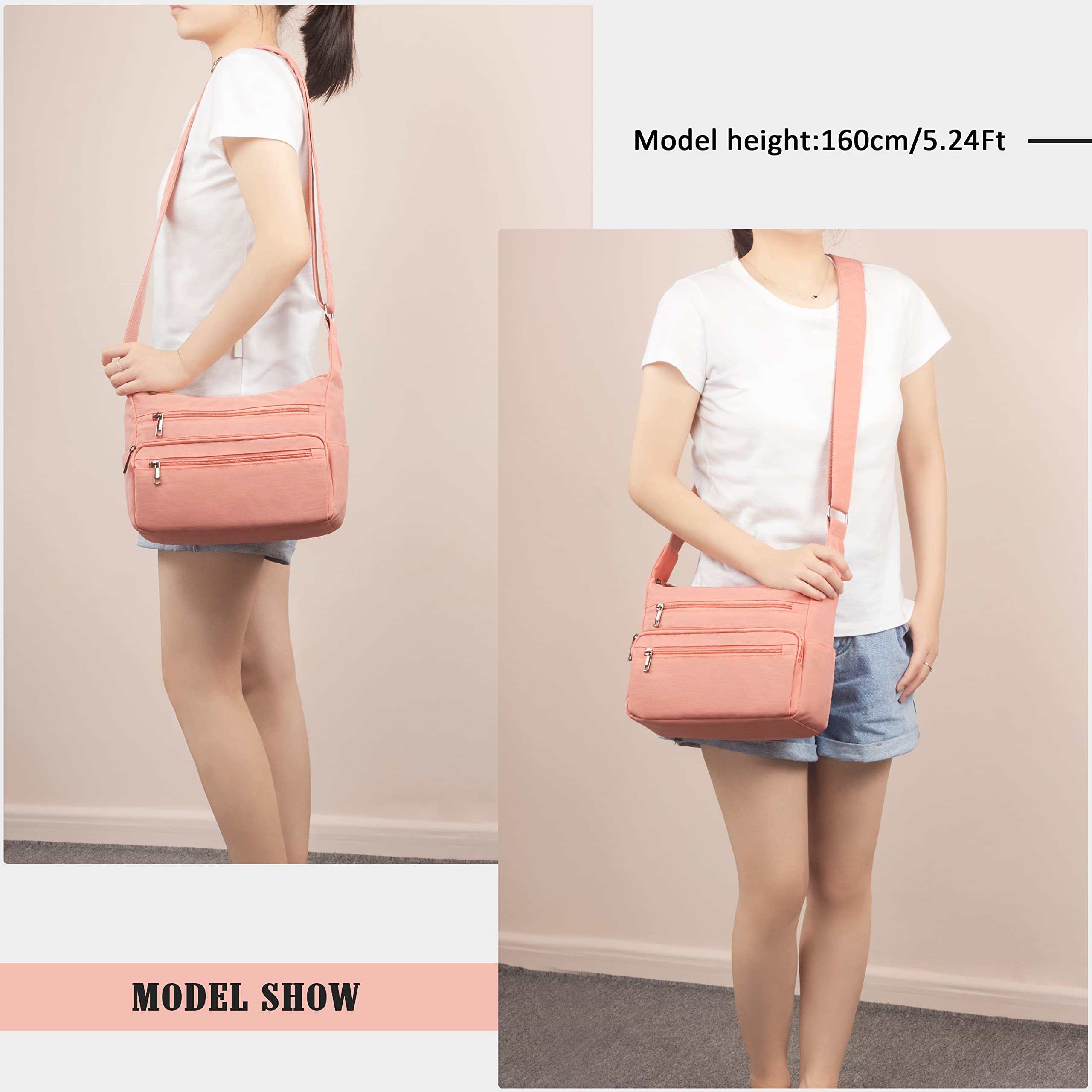 VOLGANIK ROCK RFID Purses for Women Fabric Nylon Multi Pocket Crossbody Bag Ladies Travel Handbag