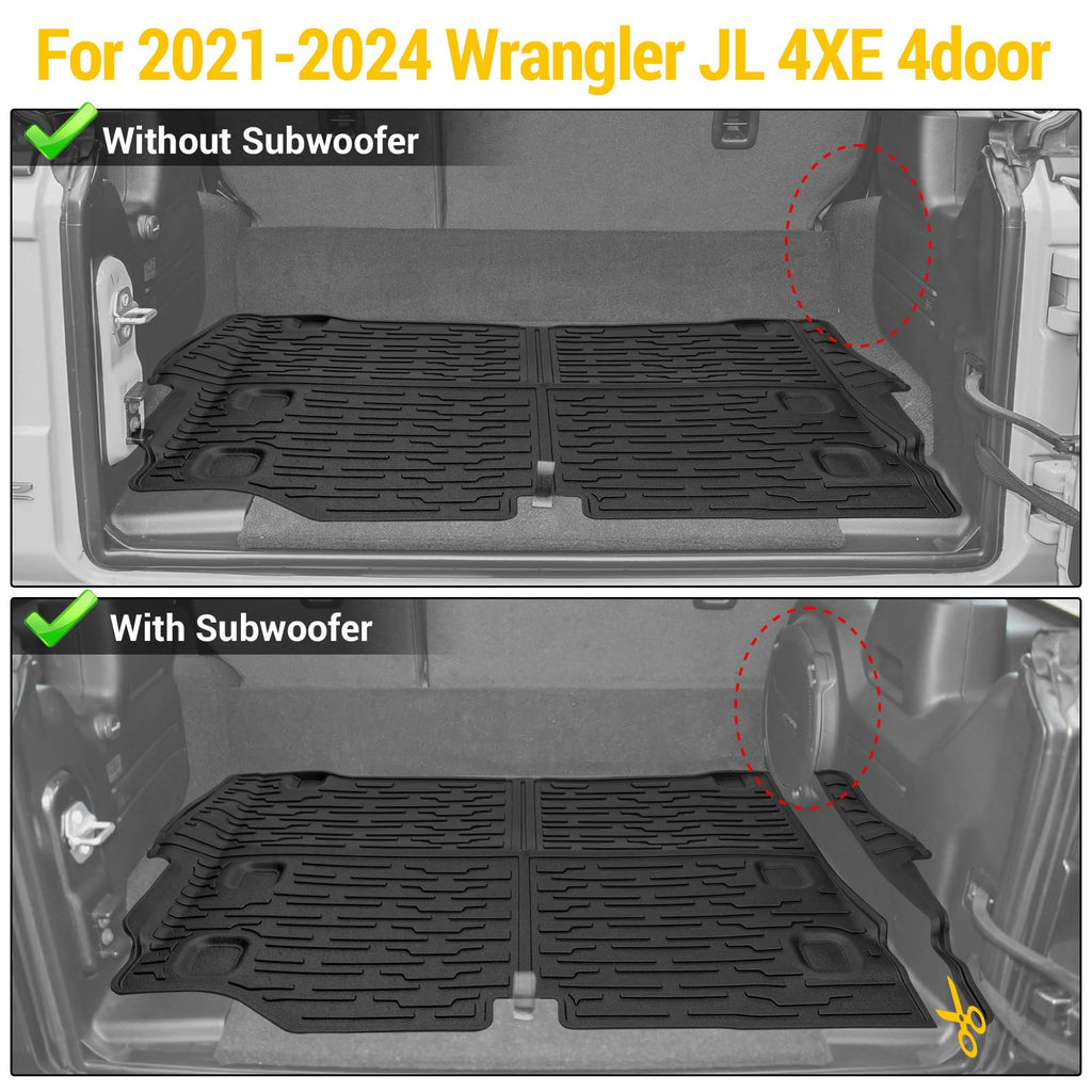 Cargo Mats for 2018-2025 Jeep Wrangler JL Unlimited 4X4 Trunk Mat with Backrest Liner, All Weather TPE Protector Rear Back Seat Mats for 18-25 Wrangler JL 4X4 4 Door Accessories