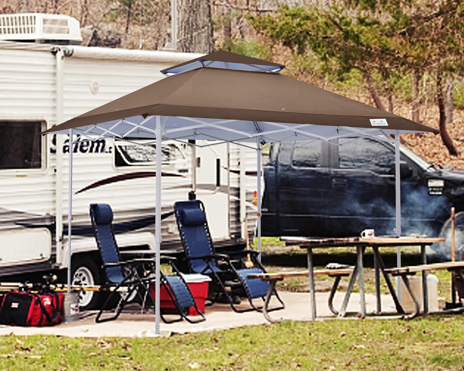 COOSHADE 13x13Ft Pop Up Canopy Tent Instant Folding Shelter 169 Square Feet Large Outdoor Sun Protection Shade(Grey)