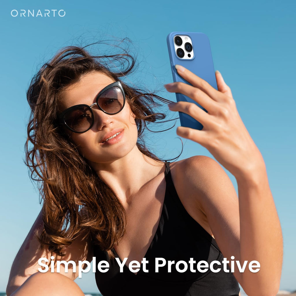ORNARTO Compatible with iPhone 14 Pro Case 6.1, Slim Liquid Silicone 3 Layers Full Covered Soft Gel Rubber Phone Case Protective Cover with Microfiber Lining 6.1 inch-Baby Blue