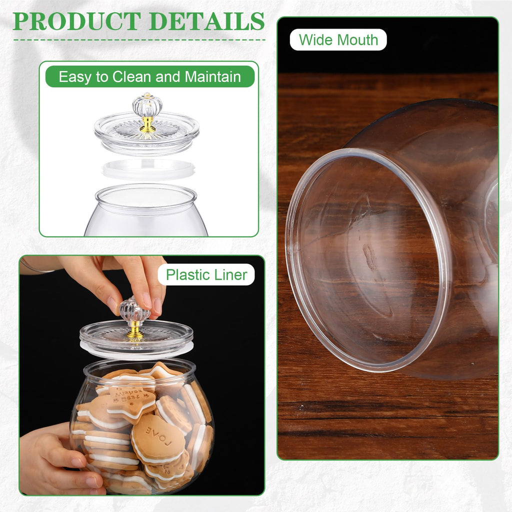Nuogo 6 Pcs Plastic Candy and Cookie Jar with Lids Decorative Apothecary Jars Candy Buffet Containers Clear Airtight Food Storage Canister Home Decoration(42 oz,Classic)
