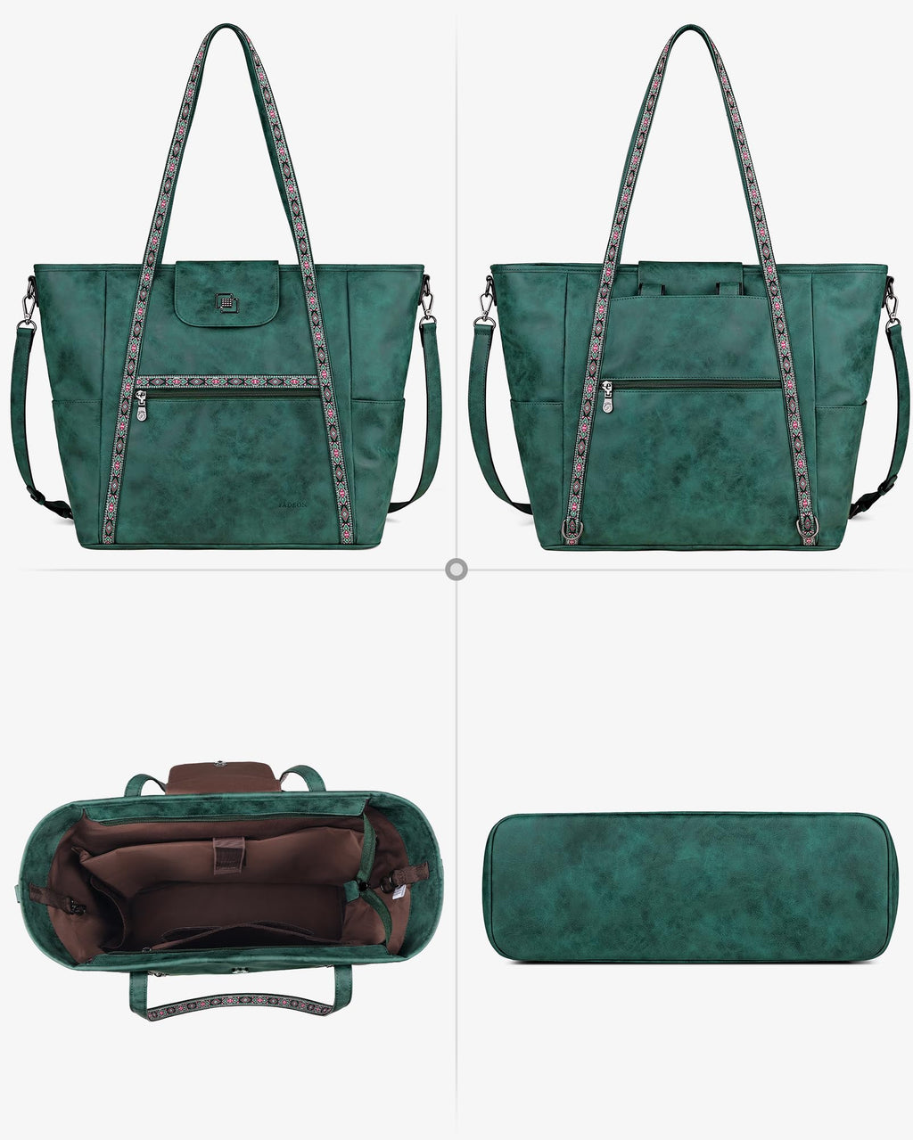 FADEON Large Laptop Tote Bag for Women Designer Leather Laptop Bag Fashion Travel Backpack Purse Shoulder Handbag