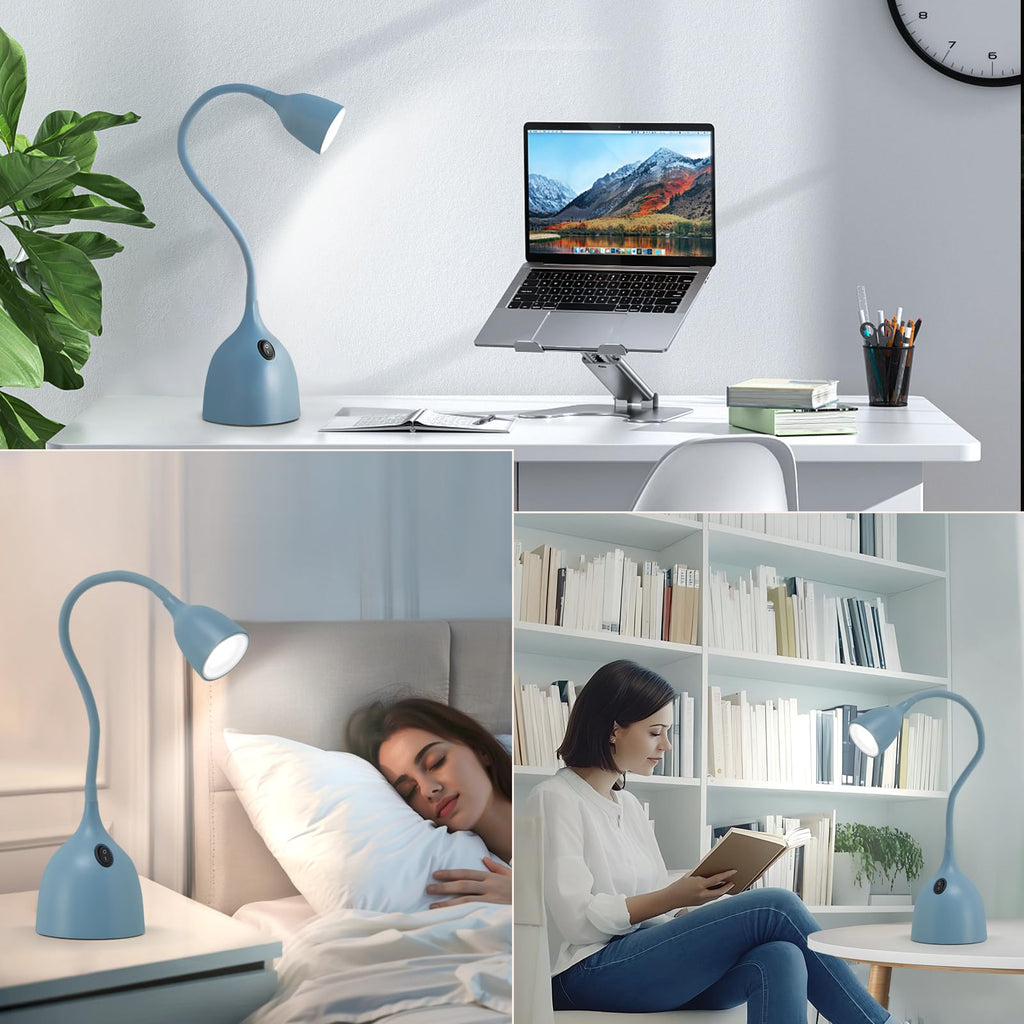 EJIAXIN Gooseneck Desk Lamp 360° LED Flexible Reading Light Small Desk Lamps for Small Spaces Home Office Bedroom College Dorm Desk Bookshelf Nightstand Table Lamp (Purple)