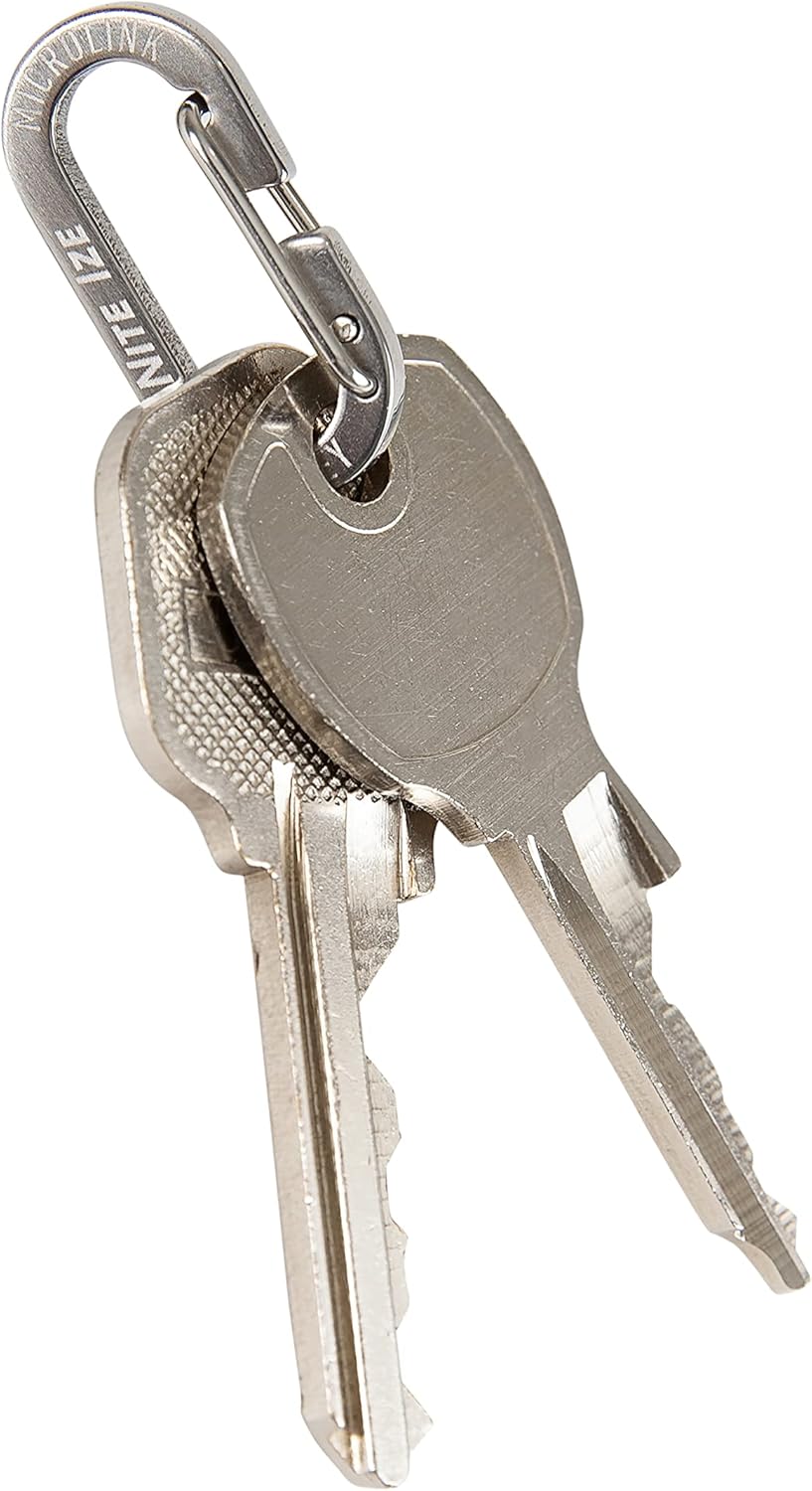 Nite IZE MicroLink Carabiner, Stainless Steel Mini Key Rings for Keys Fobs MultiTools and More, 4 Pack