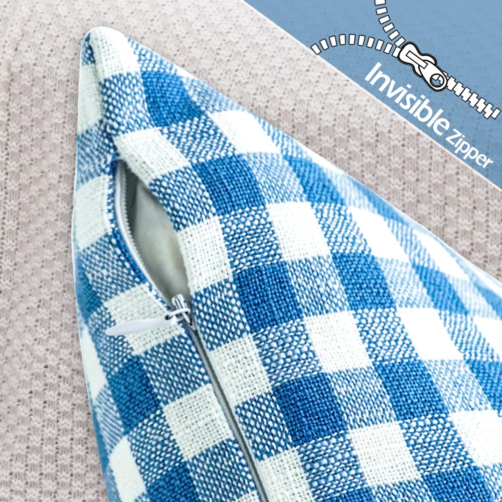 CARRIE HOME Black and White Buffalo Plaid Outdoor Pillow Covers 16x16 Set of 2, 16 x 16 Modern Farmhouse Decor Couch Pillows, Black White Winter Christmas Holiday Plaid Pillows (No Pillow Inserts)