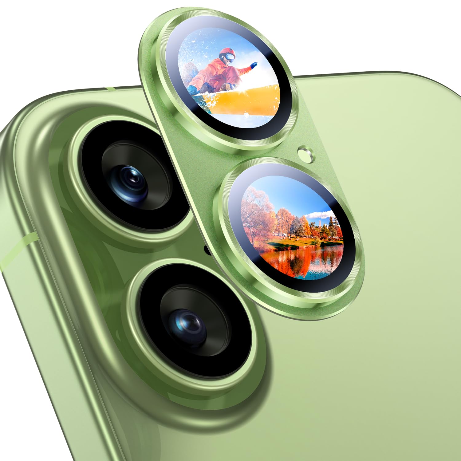 Uyiton Compatible with iPhone 17 Camera Lens Protector - [Not Easy to Break][Strong Adsorption][Case-Friendly] Metal Tempered Glass Rear Camera Screen Cover - Black
