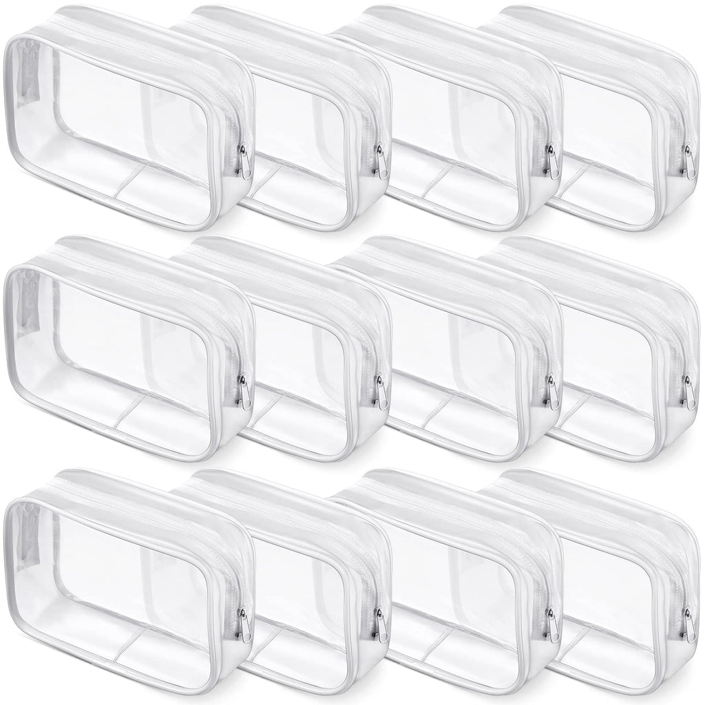 Weewooday 12 Pieces Clear Makeup Bags Cosmetic Storage Bags PVC Zipper Pouches Travel Waterproof Makeup Plastic Case for Women Organizing Toiletries Traveling Bathroom(Medium,Black)
