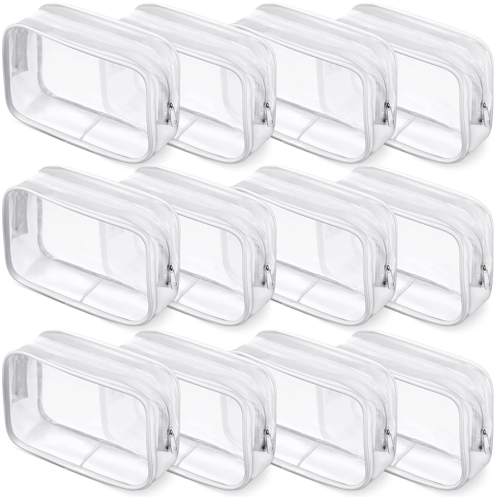 Weewooday 12 Pieces Clear Makeup Bags Cosmetic Storage Bags PVC Zipper Pouches Travel Waterproof Makeup Plastic Case for Women Organizing Toiletries Traveling Bathroom(Medium,Black)