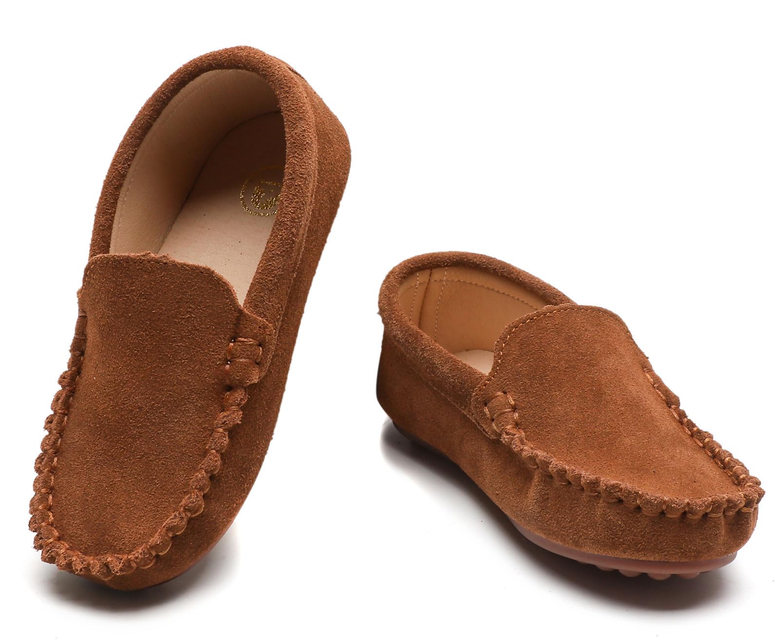 DADAWEN Toddler Little Kid Boys Girls Soft Suede Leather Slip On Flat Boat Dress Shoes Wedding Church Oxford Shoes Loafers