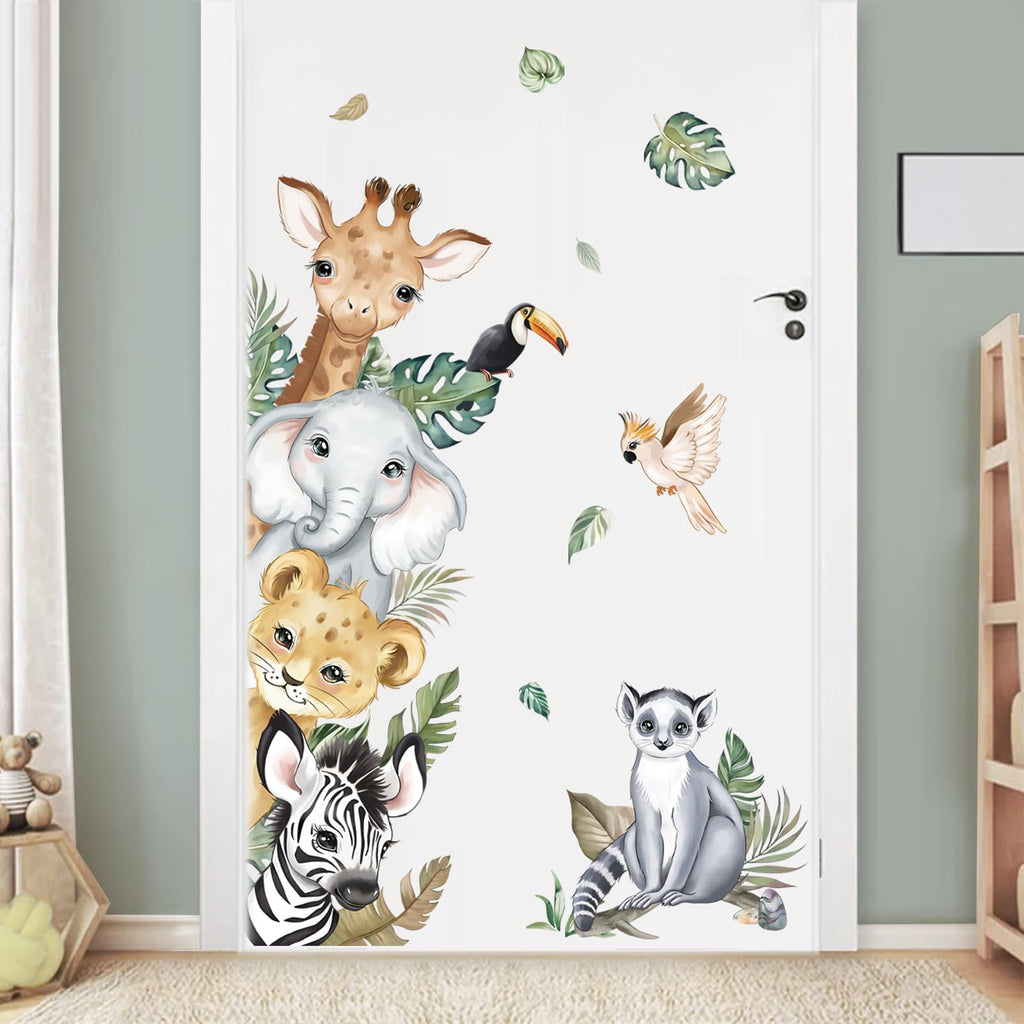 decalmile Jungle Animals Safari Wall Decals Lion Monkey Koala Wall Stickers Baby Nursery Kids Room Toddler Room Wall Decor