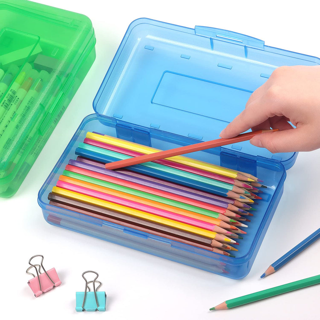 Tamaki 1 Pack Plastic Pencil Box Large Capacity Pencil Boxes Clear Boxes with Snap-tight Lid Stackable Design and Stylish Office Supplies Storage Organizer Box, Black