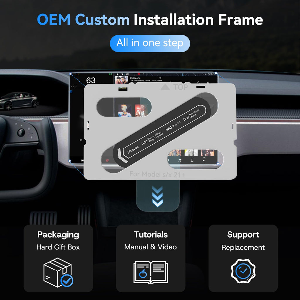 8" Rear Screen Protector for Tesla Model Y Juniper/Model 3 Highland, [HD & No-edge Gaps & 9H] Tempered Glass Screen Protector with Alignment Frame for Tesla Model 3/Y Accessories, Glossy