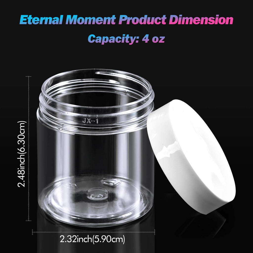 Eternal Moment 36 Pack 1 OZ Plastic Jars Round Clear Cosmetic Container Jars with Lids, Perfect for Lotion, Cream, Ointments, Makeup, Eye Shadow, Rhinestone, Samples, Pot, Travel Storage