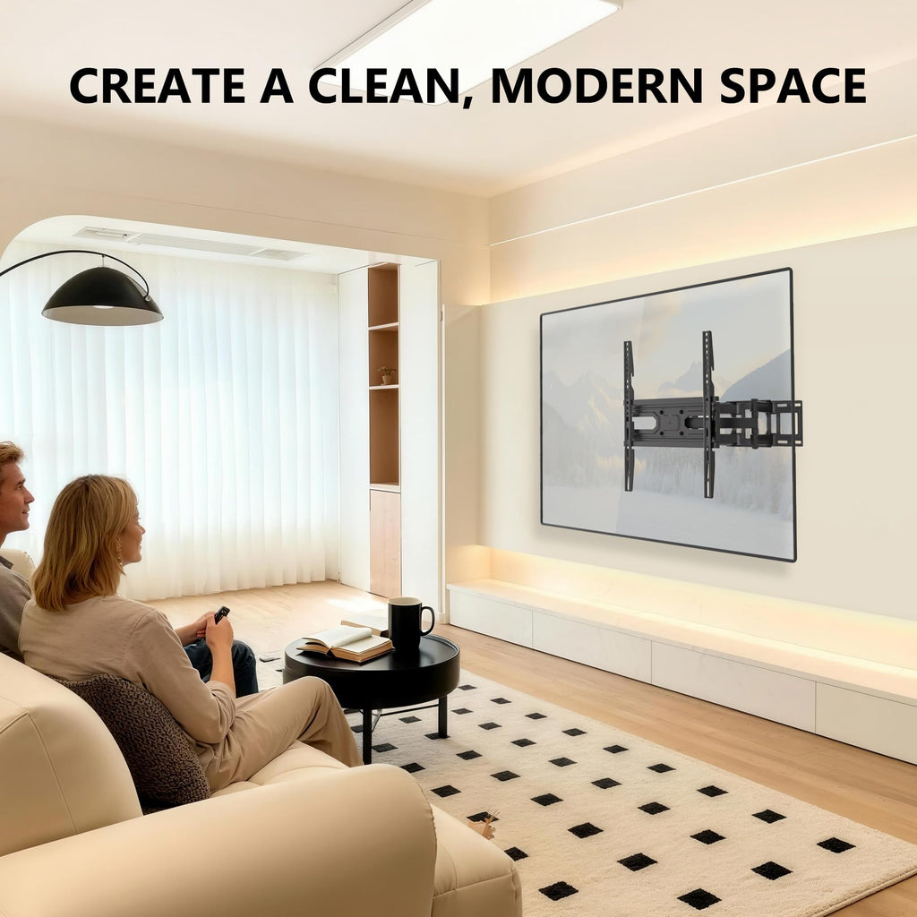 WALI Full Motion TV Wall Mount for 32–70 Inch TVs – Dual Articulating Mount with Swivel, Tilt & Extension | VESA up to 400x400mm | Fits 12/16" Wood Studs | Holds Up to 88 lbs