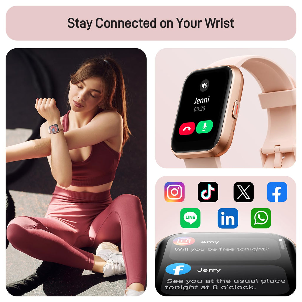 Tensky Smart Watch for Men/Women Android/iPhone/Samsung, Alexa Built-in, 1.8" Touch Screen Fitness Tracker with Answer/Make Calls, 3ATM Waterproof Heart Rate/Sleep/SpO2 Monitor, 120+ Sport Modes