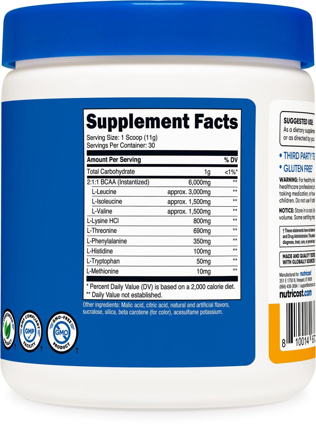 Nutricost EAA Powder 30 Servings (Blue Raspberry) - Essential Amino Acids - Non-GMO, Gluten Free, Vegetarian Friendly