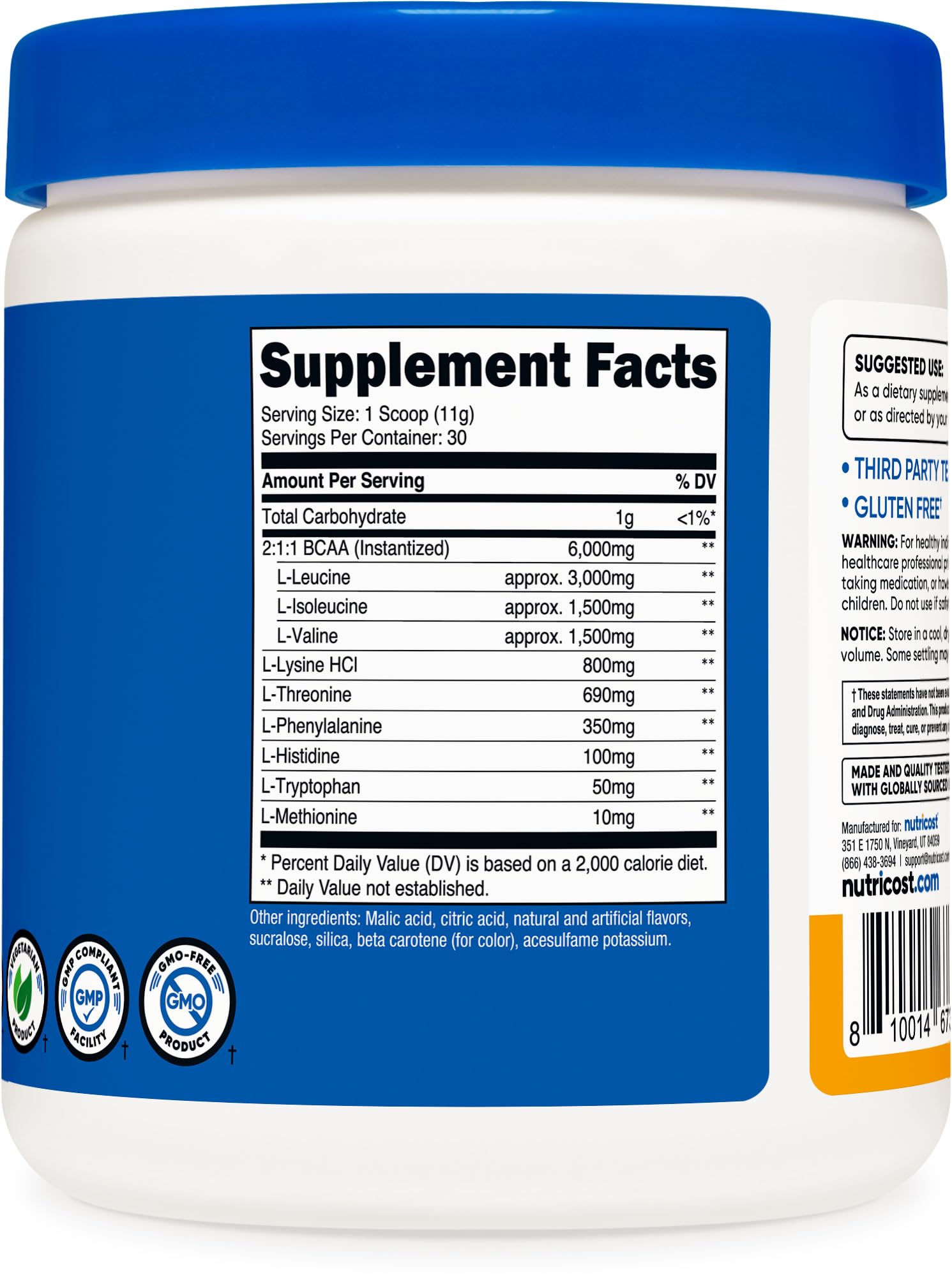 Nutricost EAA Powder 30 Servings (Blue Raspberry) - Essential Amino Acids - Non-GMO, Gluten Free, Vegetarian Friendly
